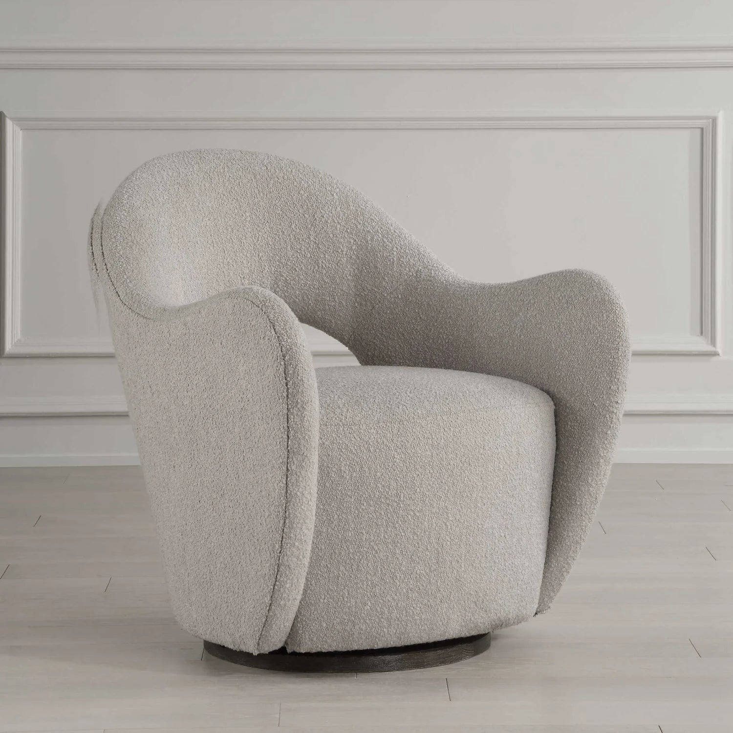 Luxury Beige Fabric Cutout Swivel Chair Modern Italian Style for Villa
