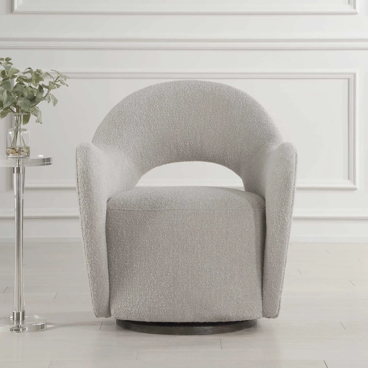 Luxury Beige Fabric Cutout Swivel Chair Modern Italian Style for Villa