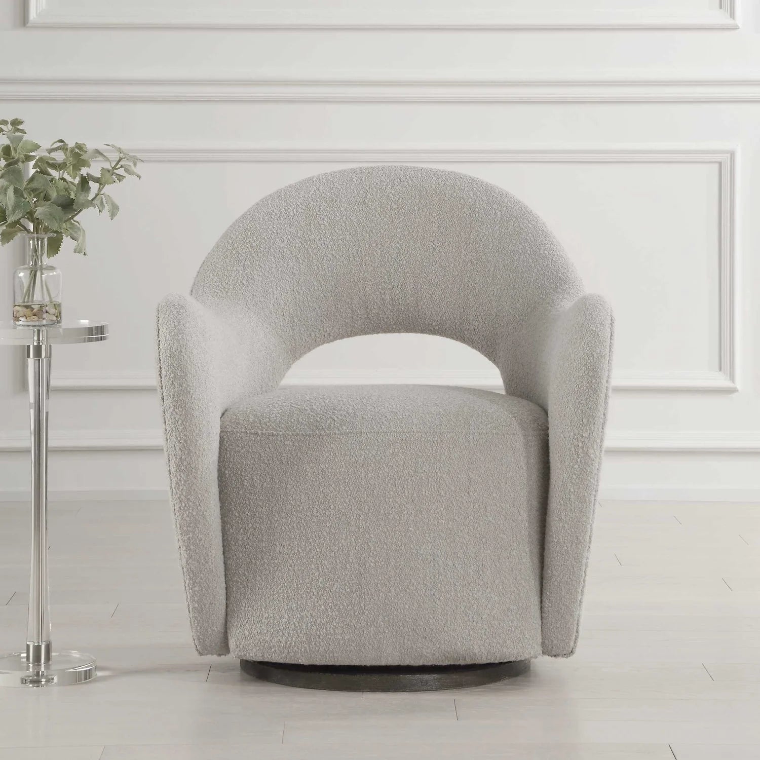 Luxury Beige Fabric Cutout Swivel Chair Modern Italian Style for Villa
