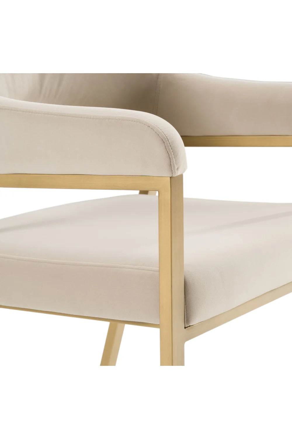 Luxury Beige Fabric Dining Armchair European Style for Villa