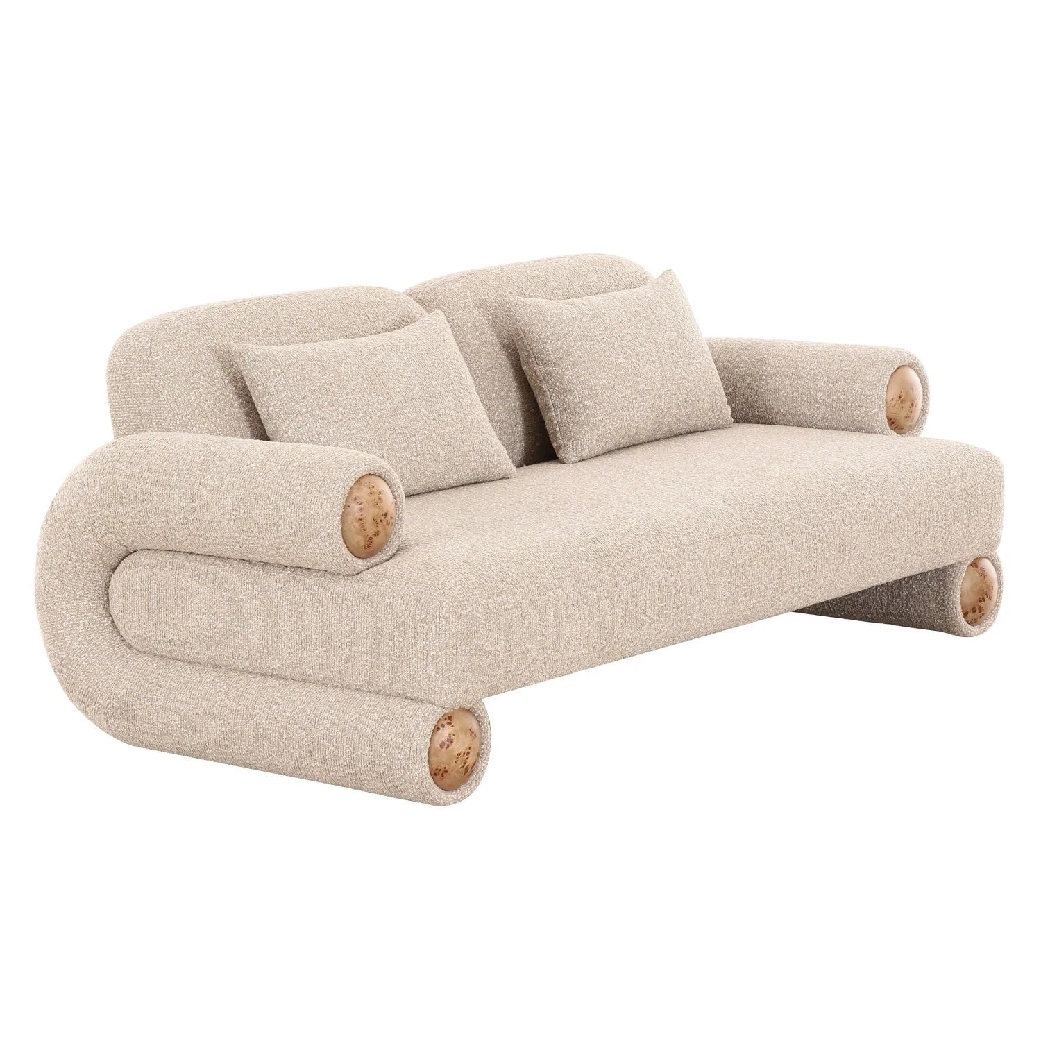 Luxury Beige Fabric Loveseat Modern Italian Style for Villa