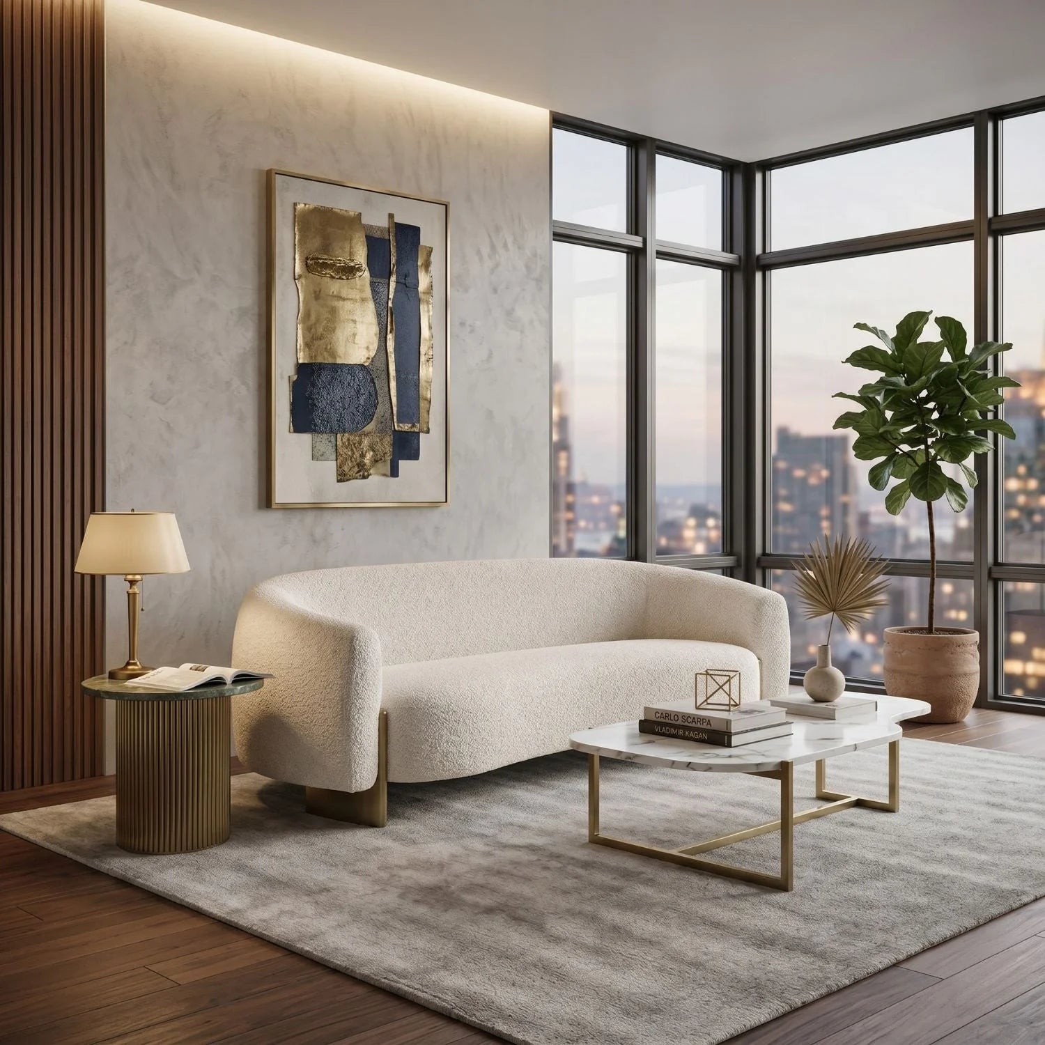 Luxury Beige Fabric Sofa Modern Italian Style for Villa