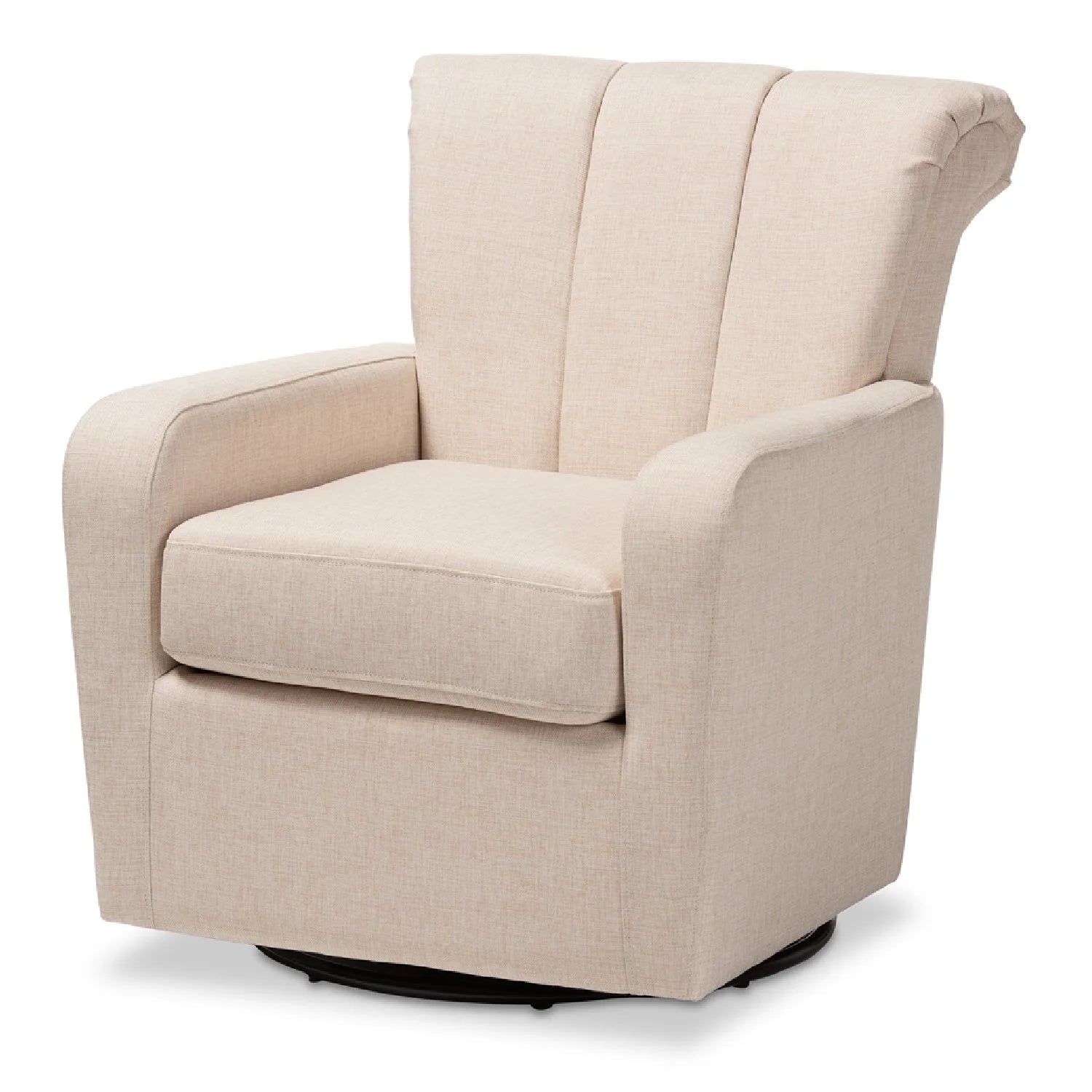 Luxury Beige Fabric Swivel Chair European Style for Villa