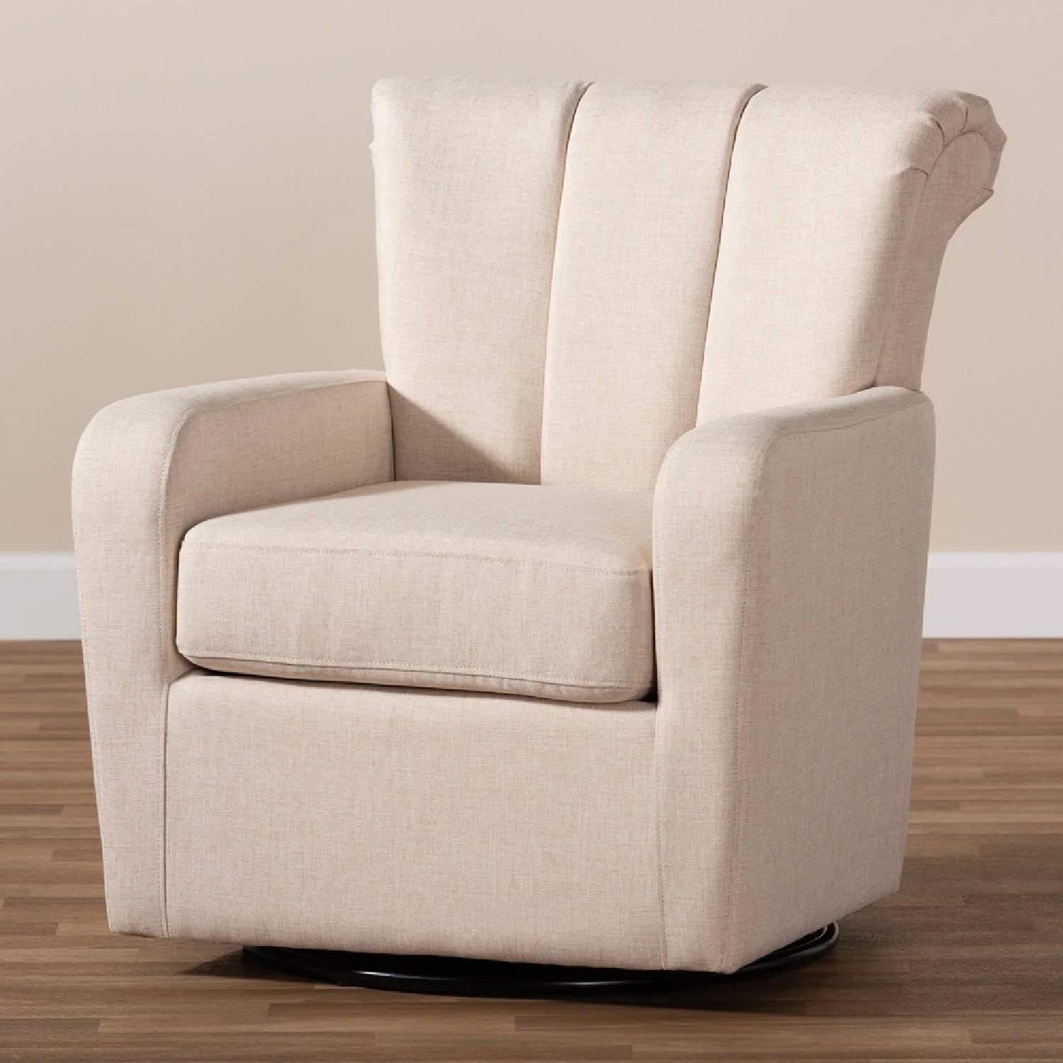 Luxury Beige Fabric Swivel Chair European Style for Villa