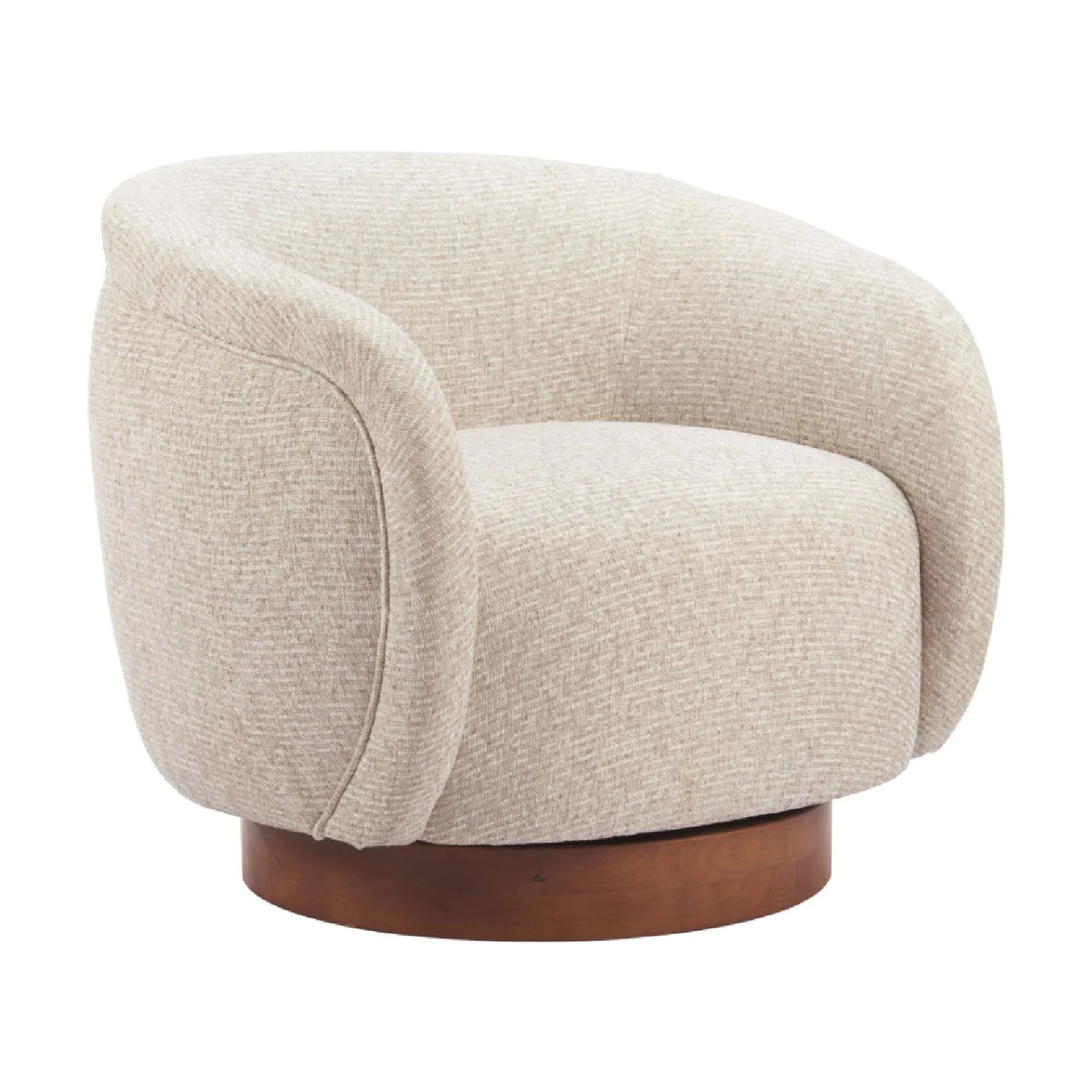 Luxury Beige Fabric Swivel Lounge Chair European Style for Villa