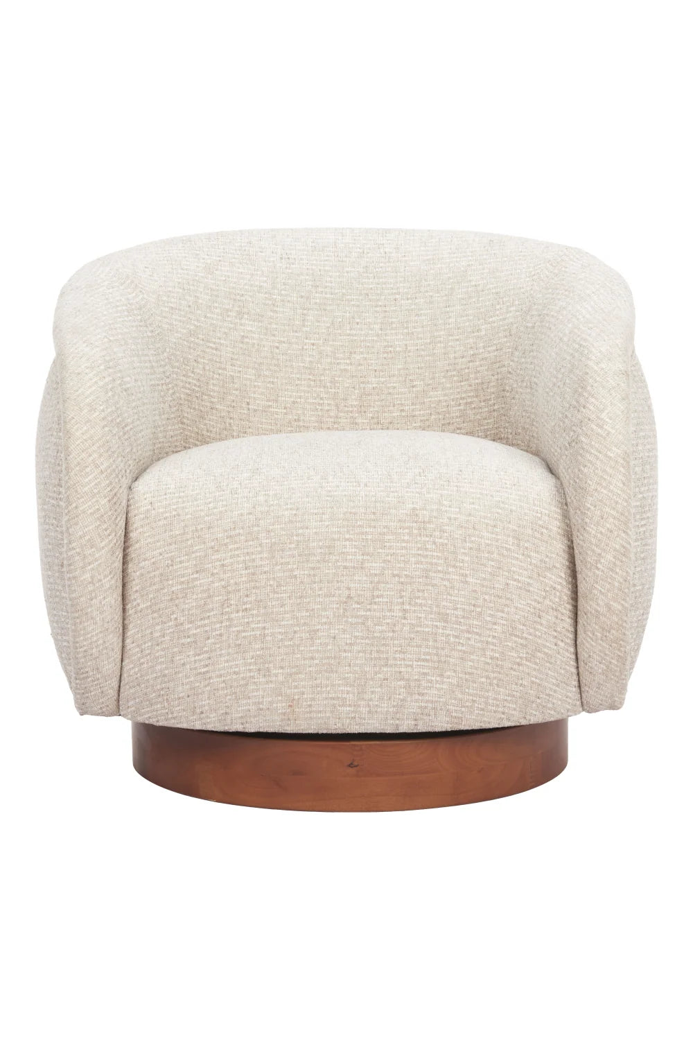 Luxury Beige Fabric Swivel Lounge Chair European Style for Villa