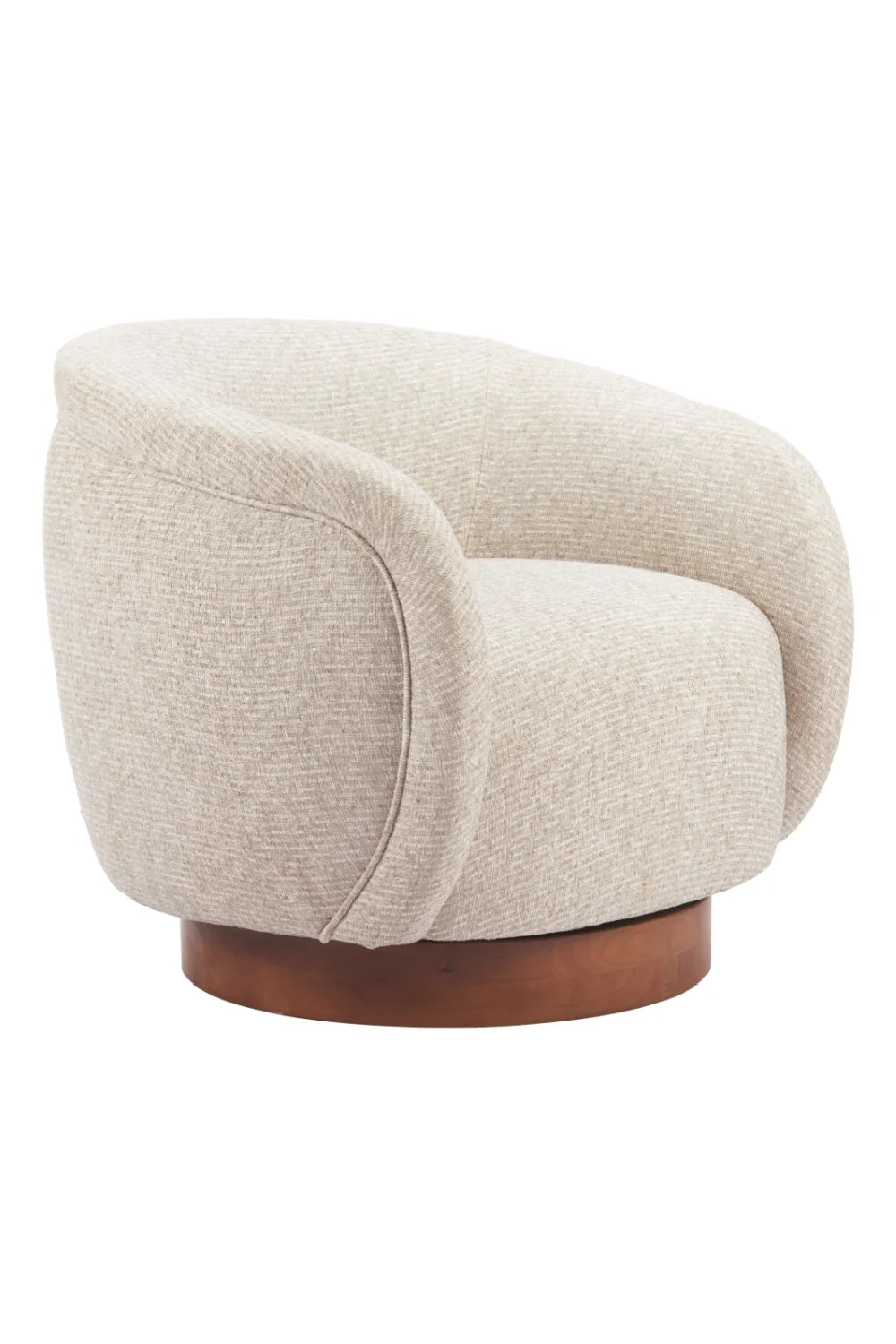 Luxury Beige Fabric Swivel Lounge Chair European Style for Villa
