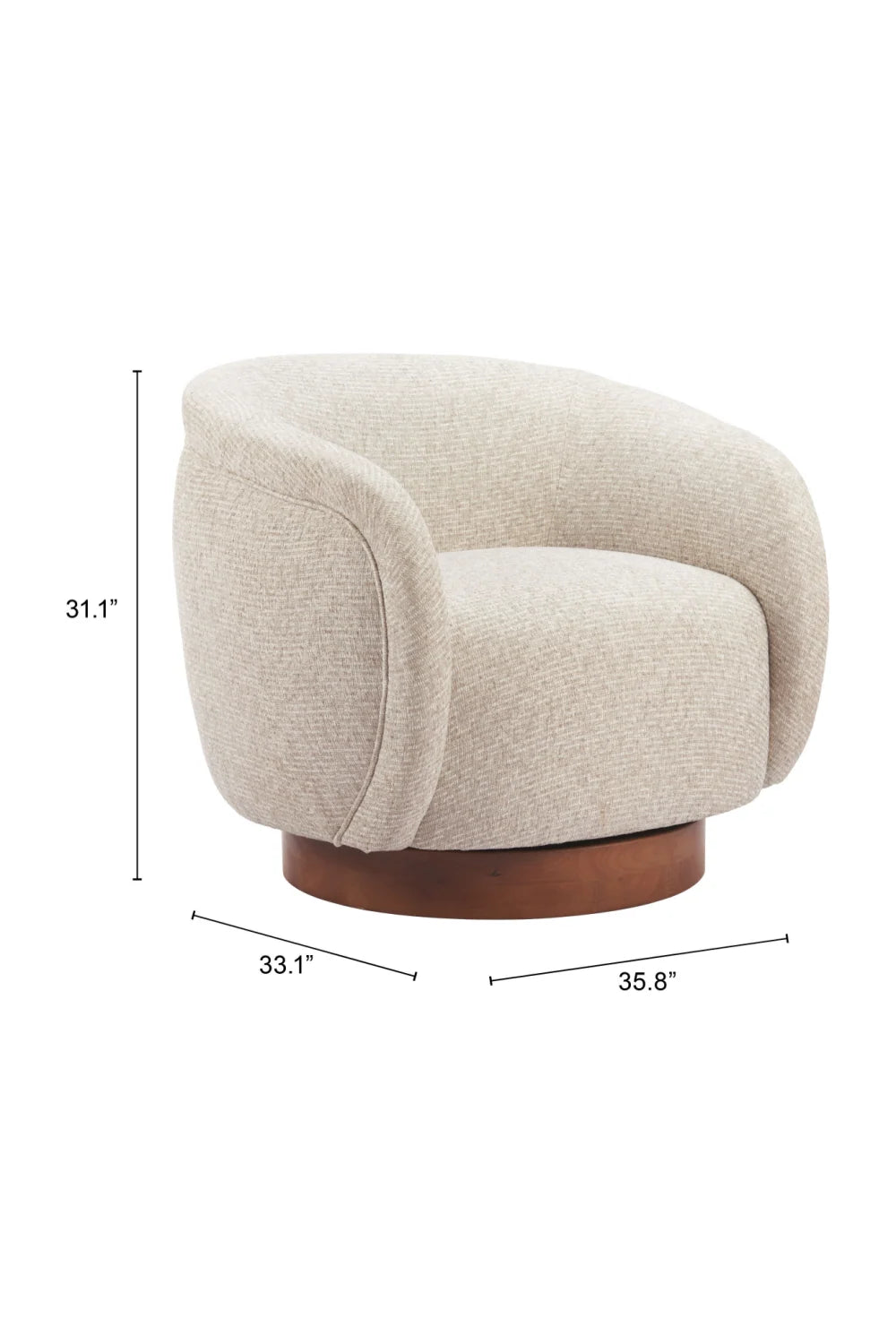 Luxury Beige Fabric Swivel Lounge Chair European Style for Villa