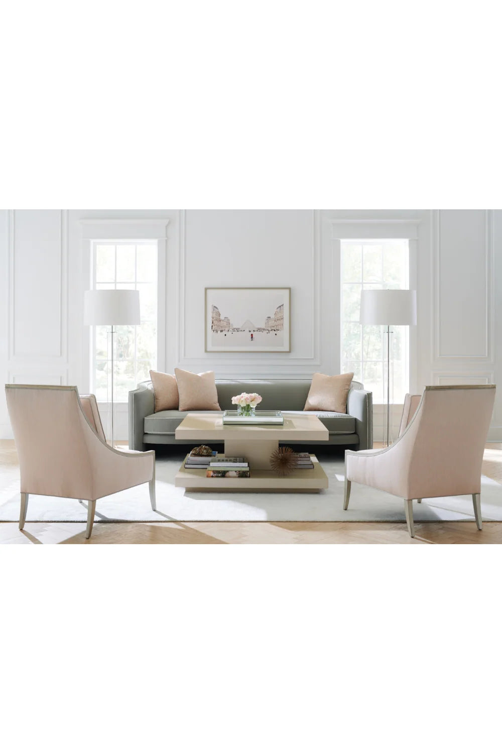 Luxury Beige Geometrical Coffee Table Modern Italian Style for Villa