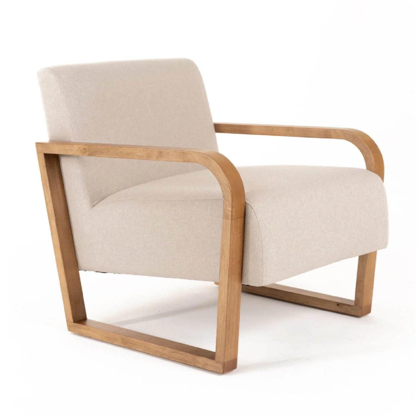 Luxury Beige Linen Accent Chair Modern European Style for Villa