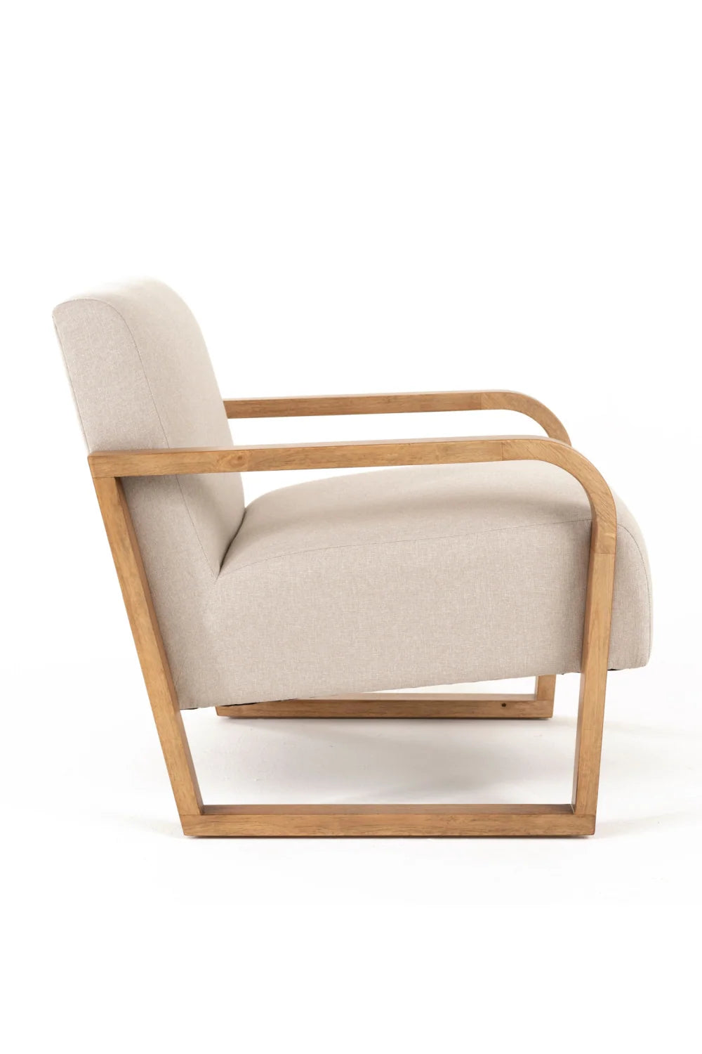 Luxury Beige Linen Accent Chair Modern European Style for Villa