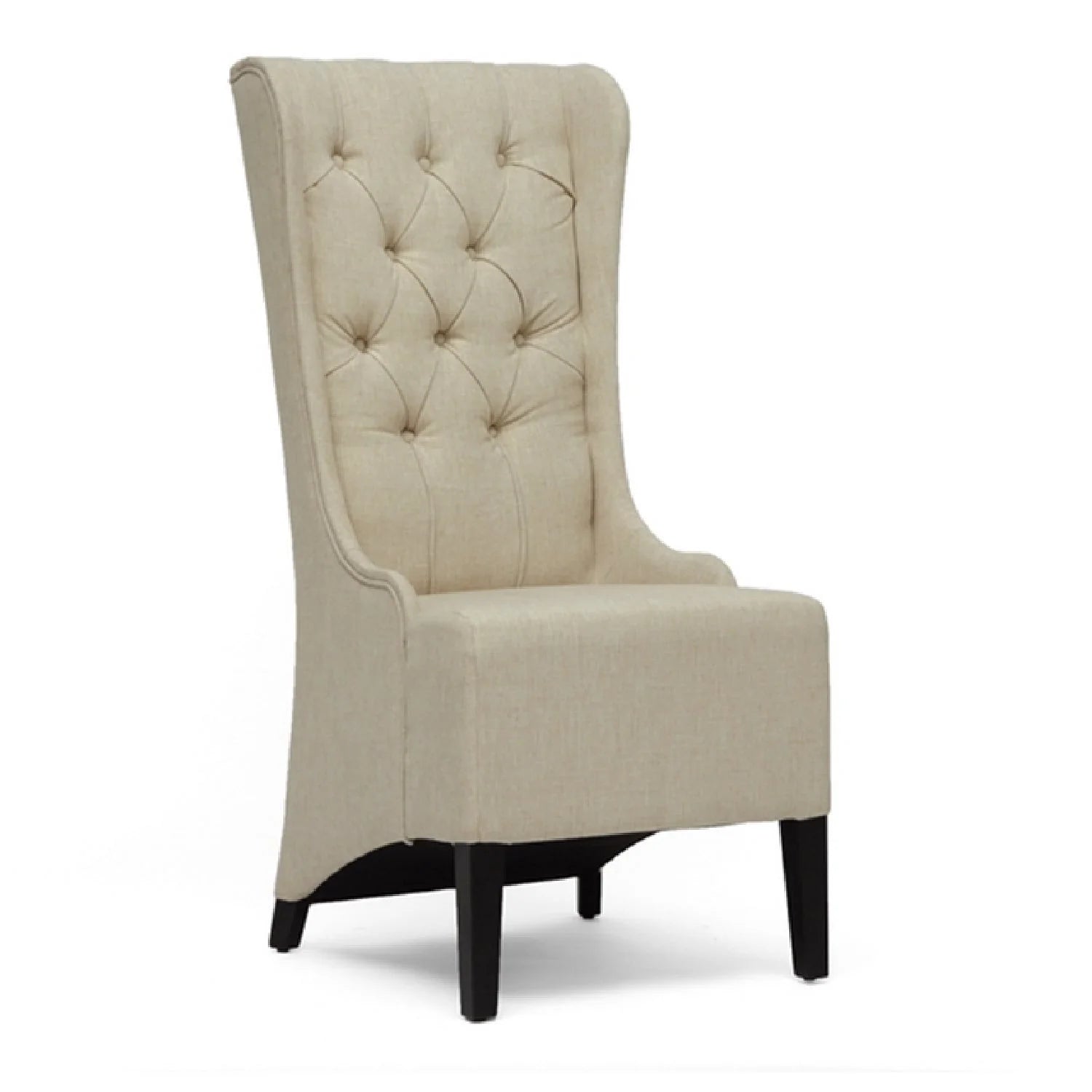 Luxury Beige Linen High Back Accent Chair European Style for Villa
