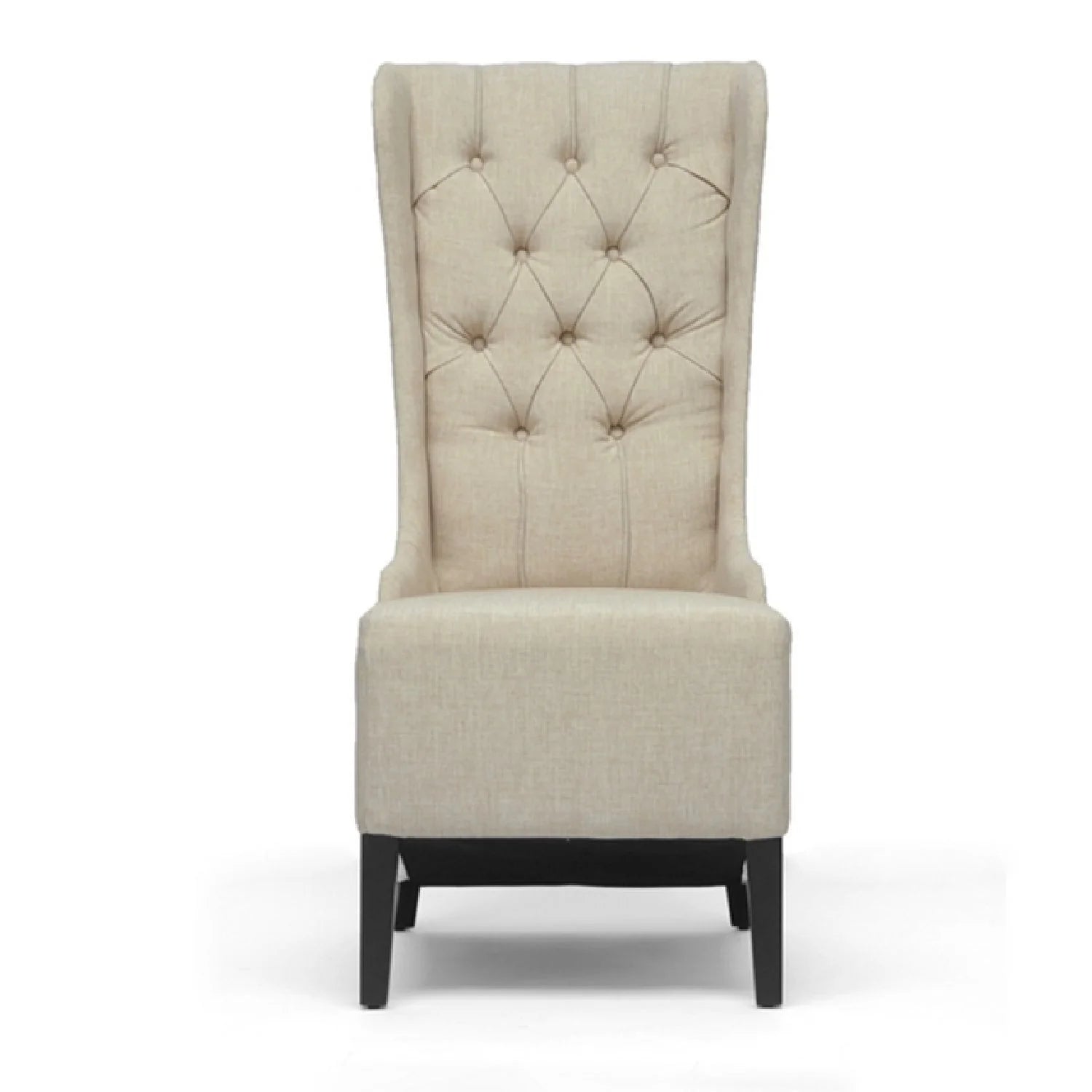 Luxury Beige Linen High Back Accent Chair European Style for Villa