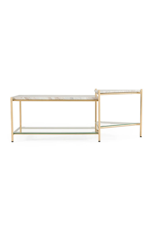 Luxury Beige Marble Coffee Table Modern Italian Style for Villa