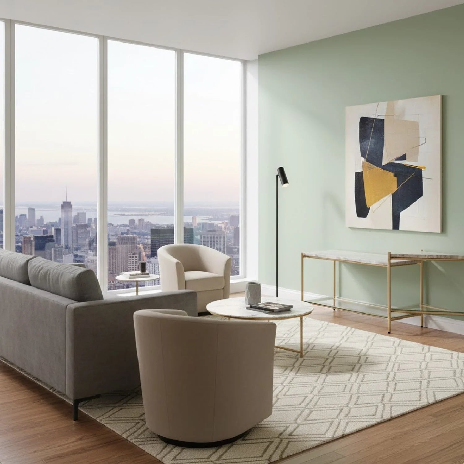 Luxury Beige Marble Coffee Table Modern Italian Style for Villa