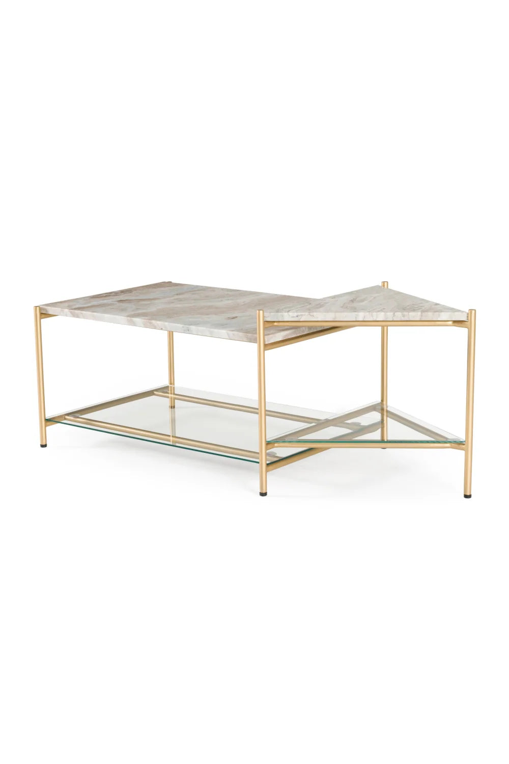 Luxury Beige Marble Coffee Table Modern Italian Style for Villa
