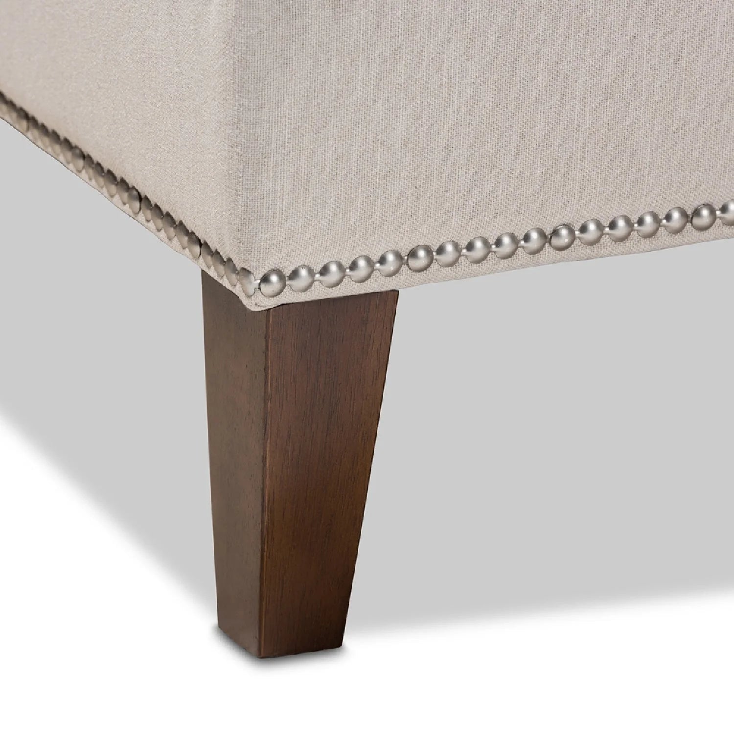 Luxury Beige Nailhead Trimmed Chaise Lounge European Style for Villa