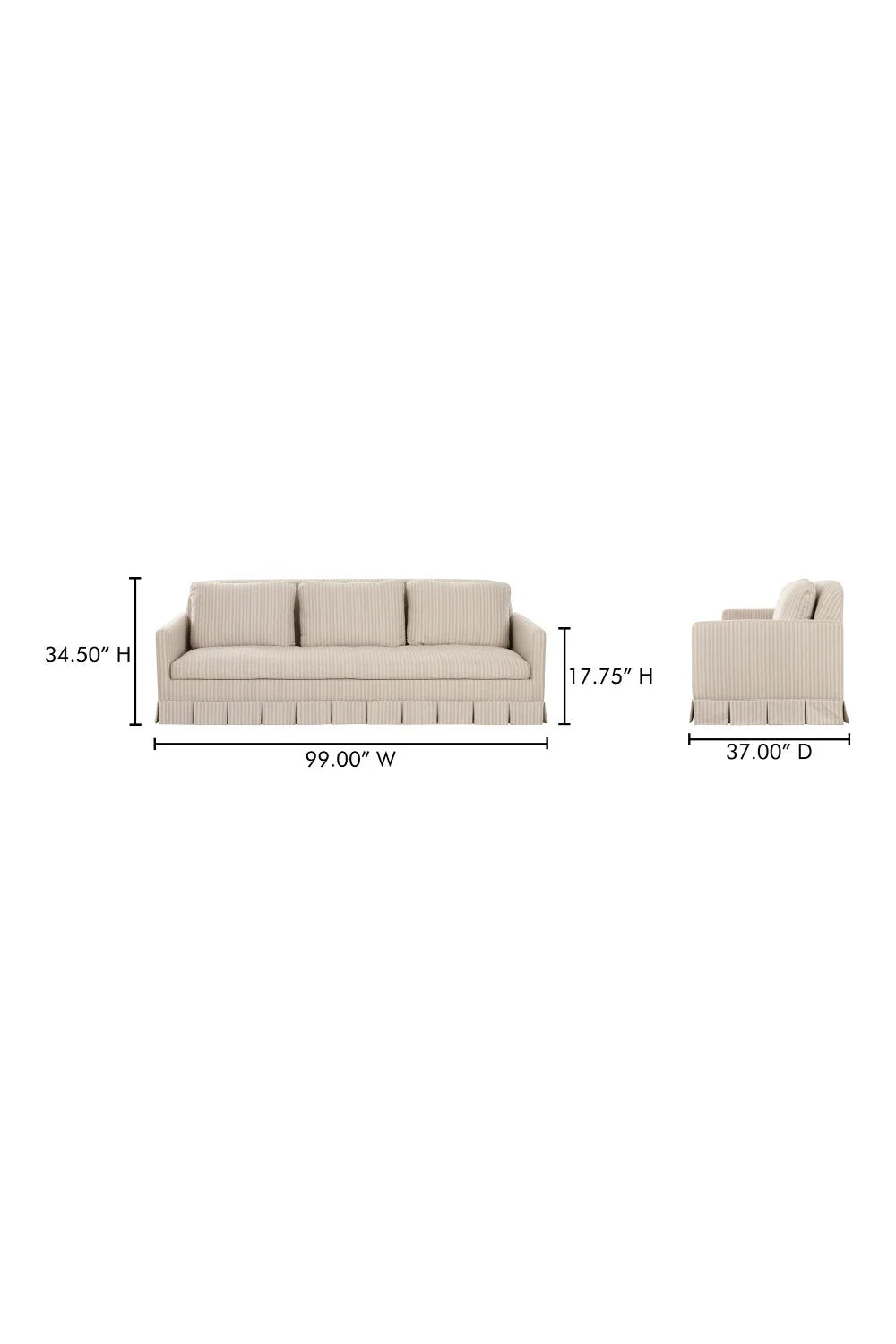 Luxury Beige Pleated Fabric Sofa Modern Italian Style for Villa