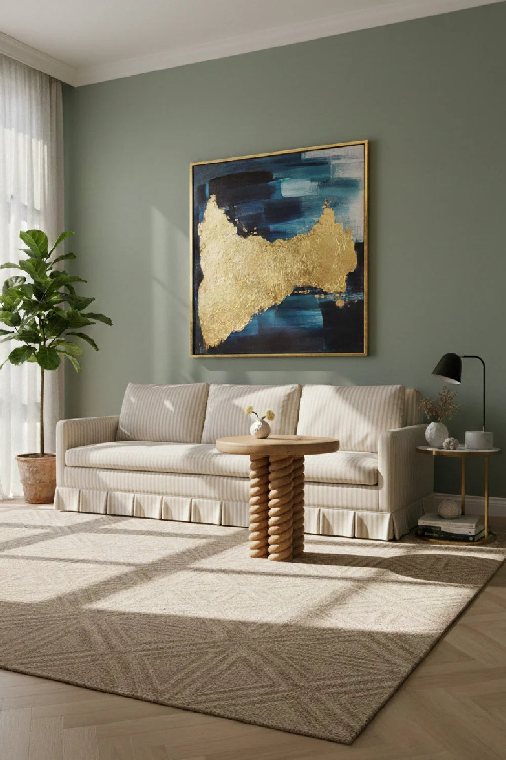 Luxury Beige Pleated Fabric Sofa Modern Italian Style for Villa
