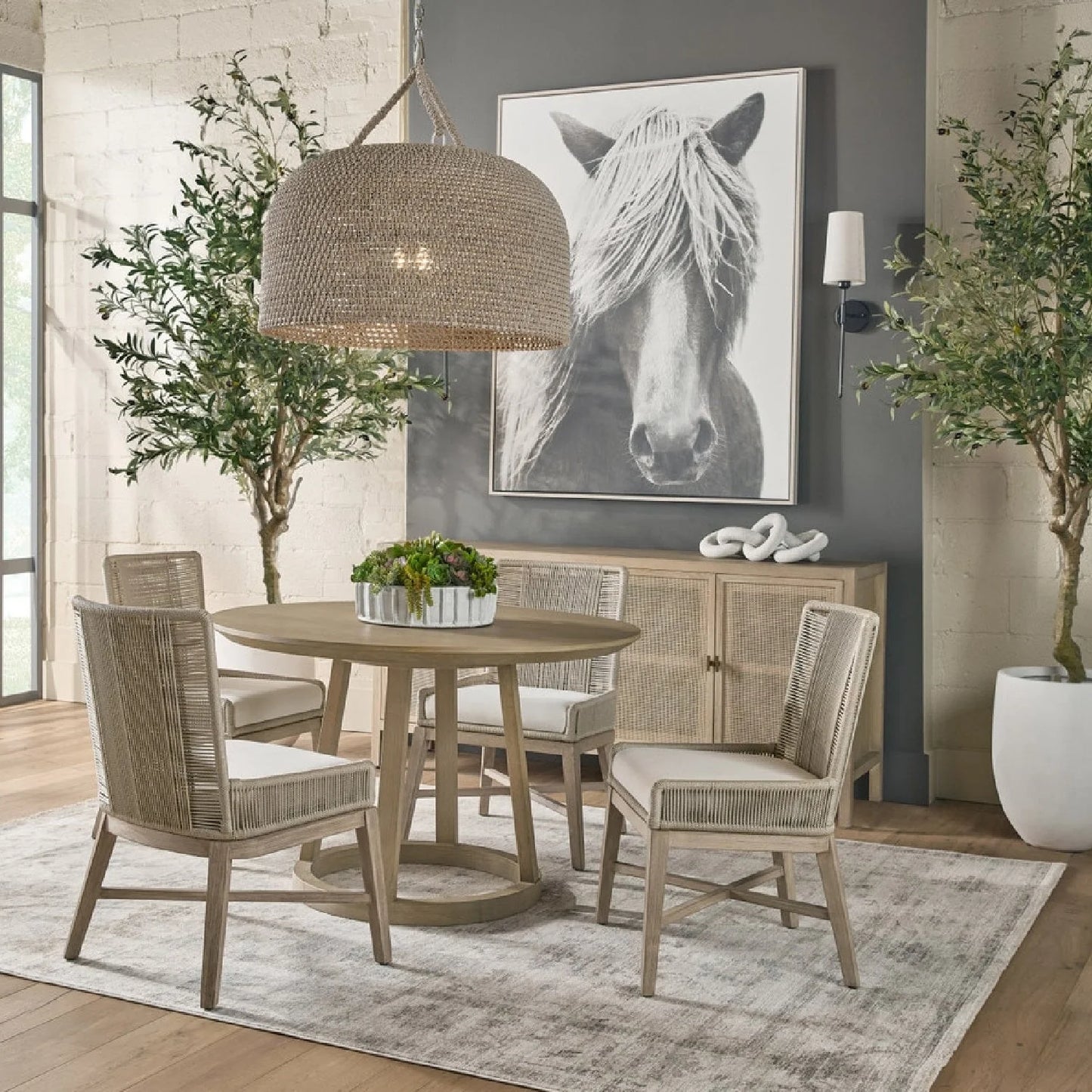 Luxury Beige Rope Modern Dining Armchair European Style for Villa
