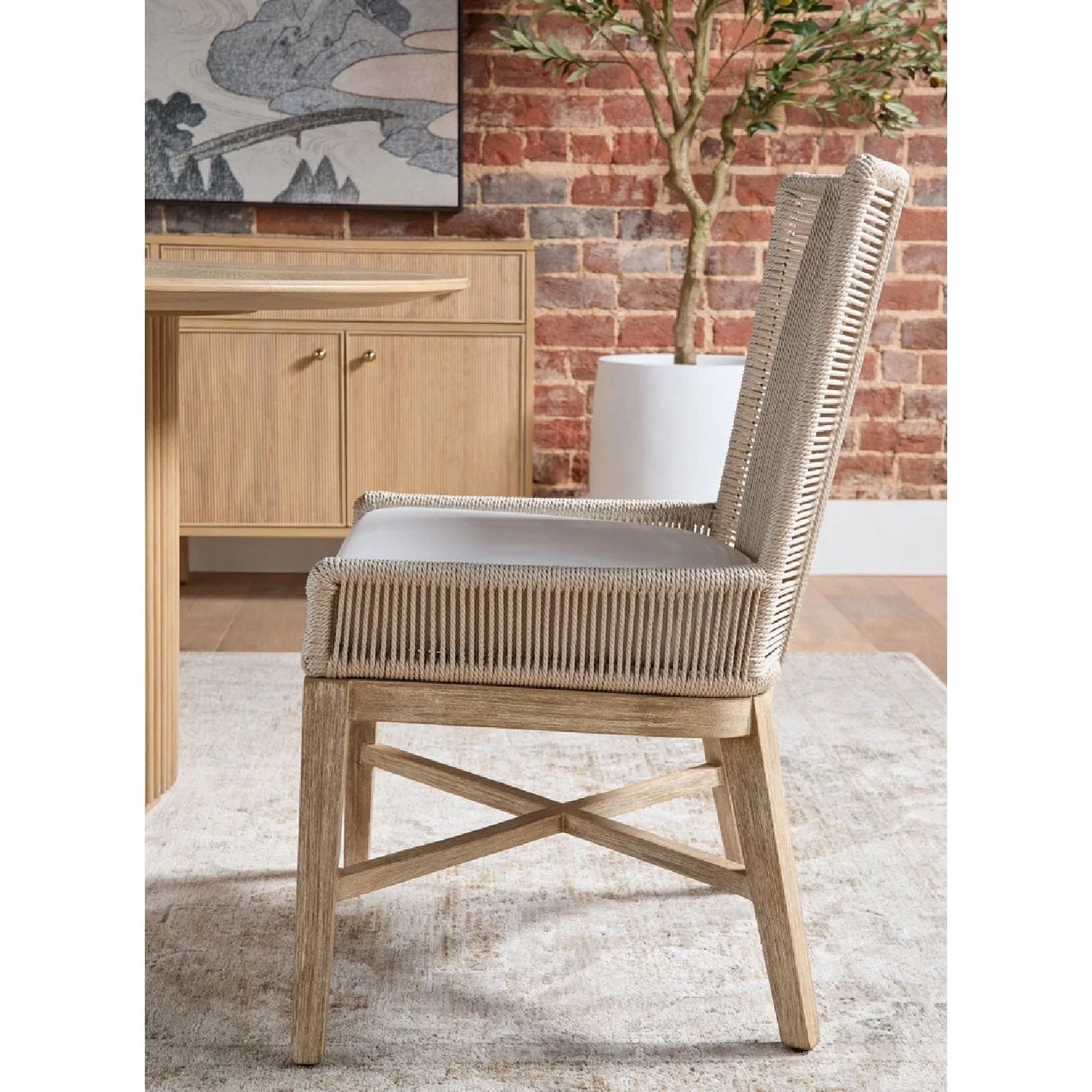 Luxury Beige Rope Modern Dining Armchair European Style for Villa