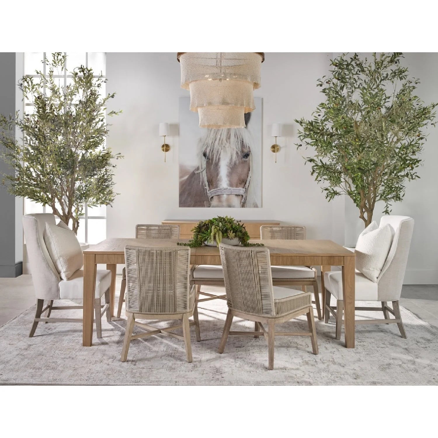 Luxury Beige Rope Modern Dining Armchair European Style for Villa