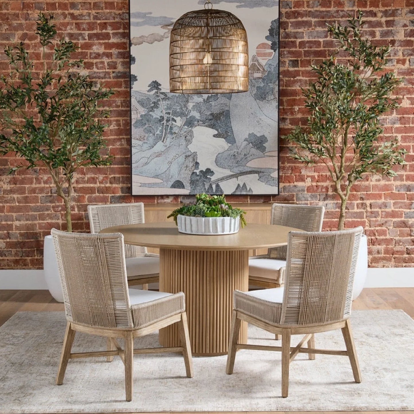 Luxury Beige Rope Modern Dining Armchair European Style for Villa
