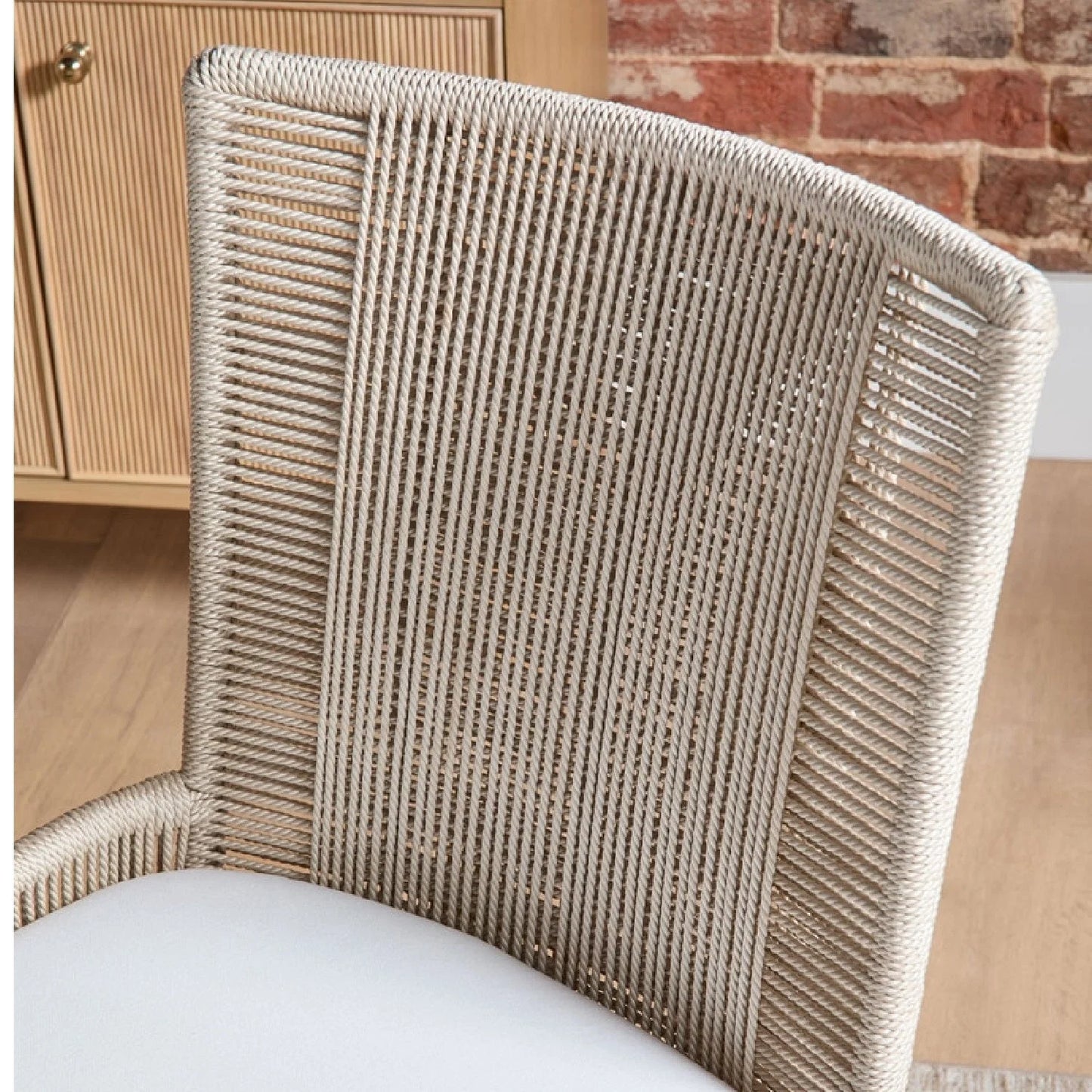 Luxury Beige Rope Modern Dining Armchair European Style for Villa