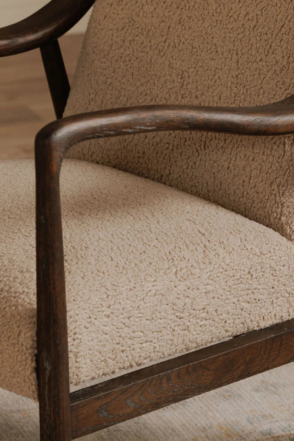 Luxury Beige Shearling Accent Chair European Style for Villa