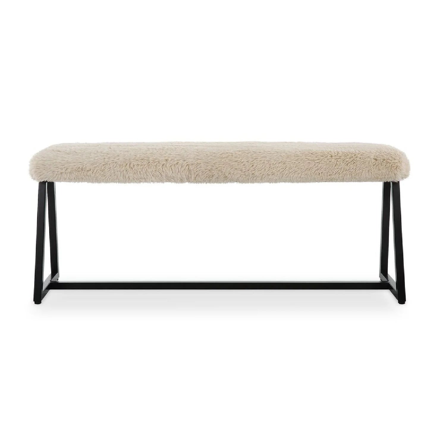 Luxury Beige Sheepskin Bench European Style for Villa