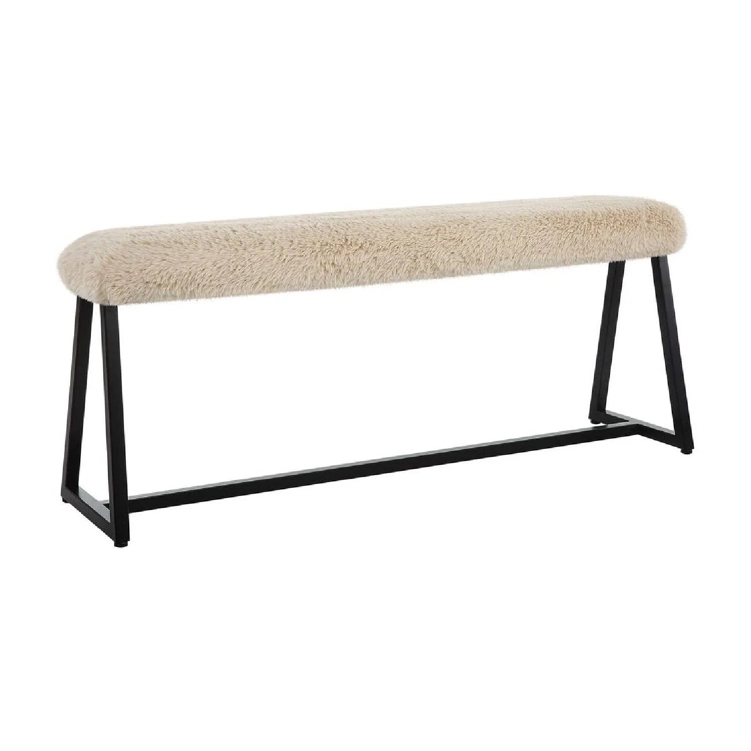 Luxury Beige Sheepskin Bench European Style for Villa