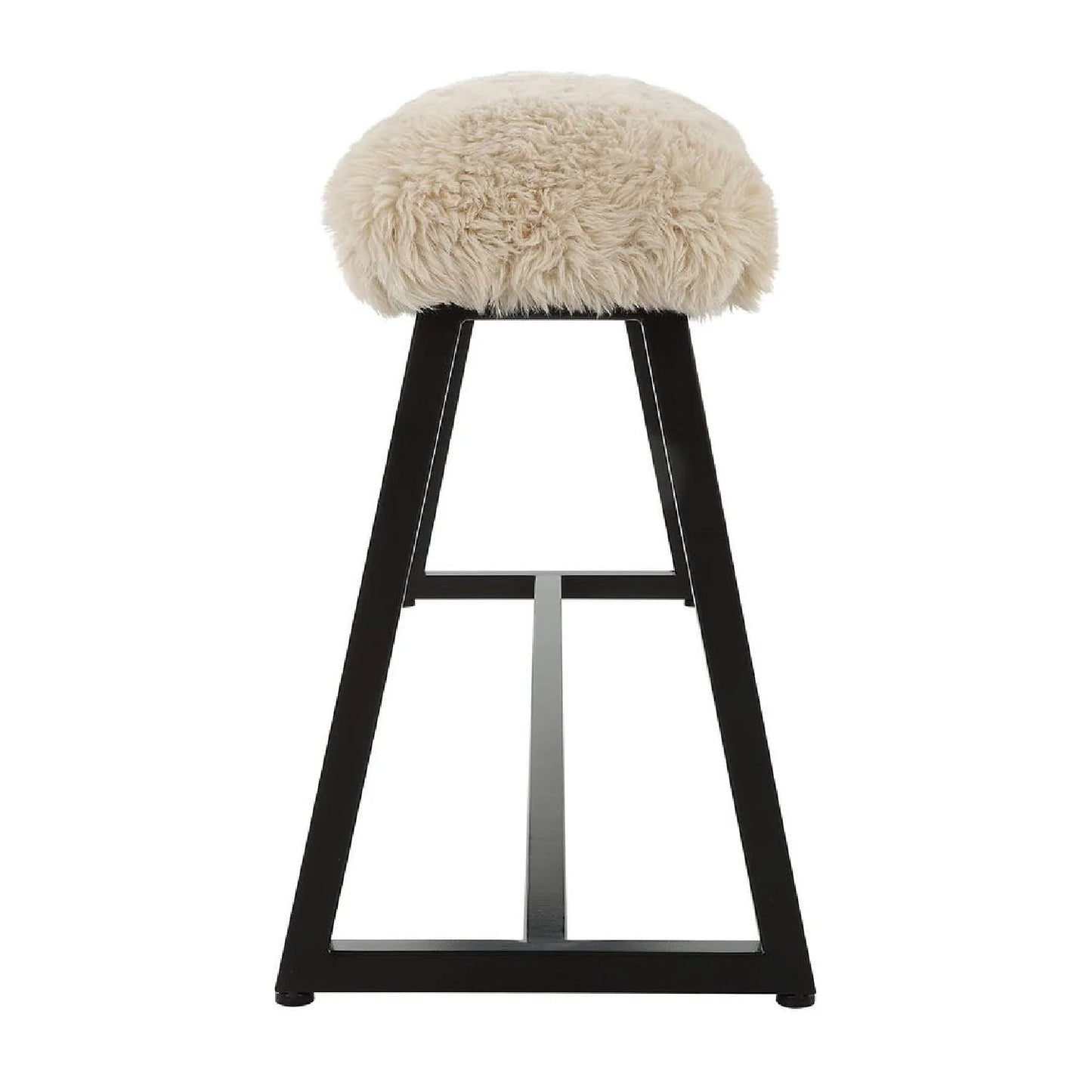 Luxury Beige Sheepskin Bench European Style for Villa