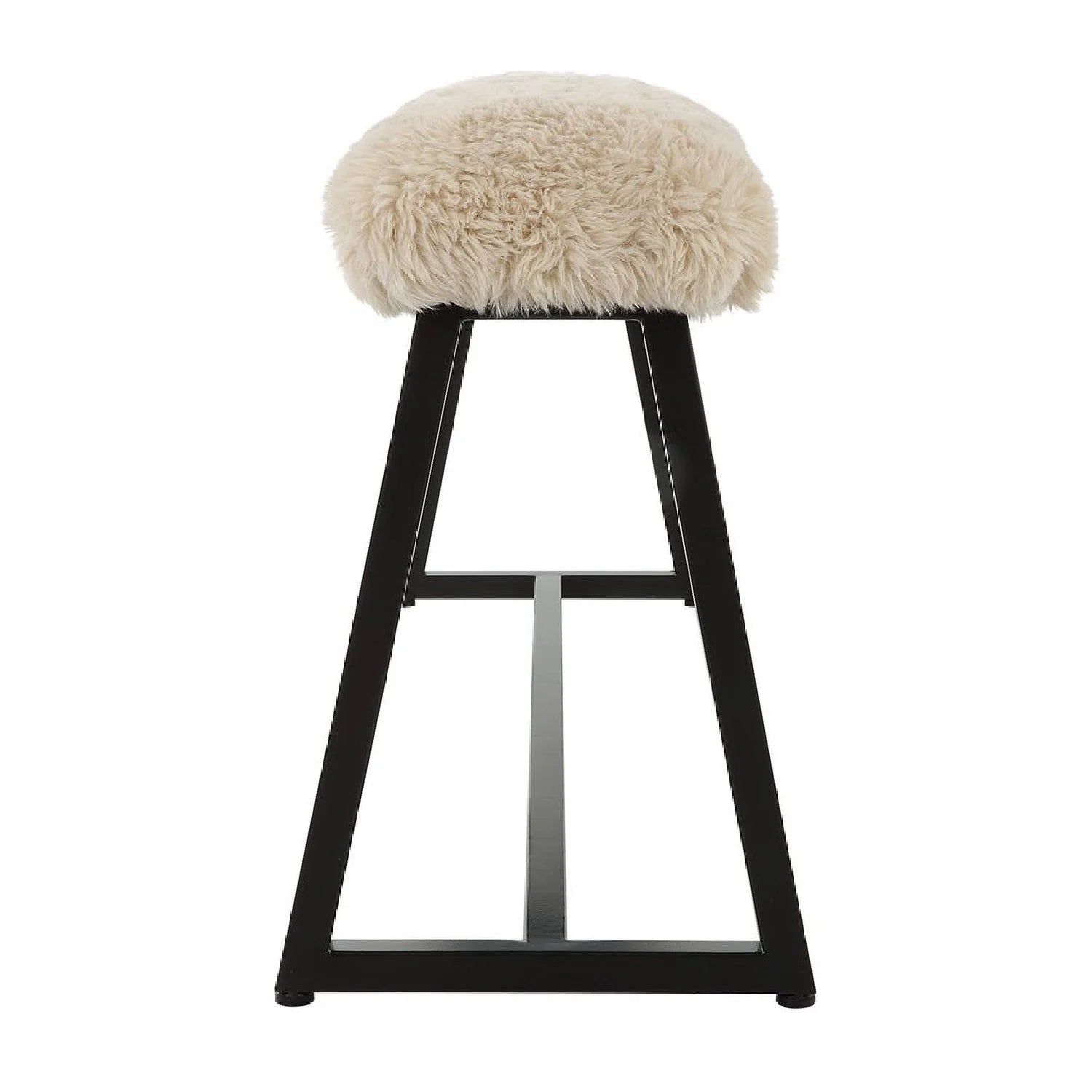 Luxury Beige Sheepskin Bench European Style for Villa