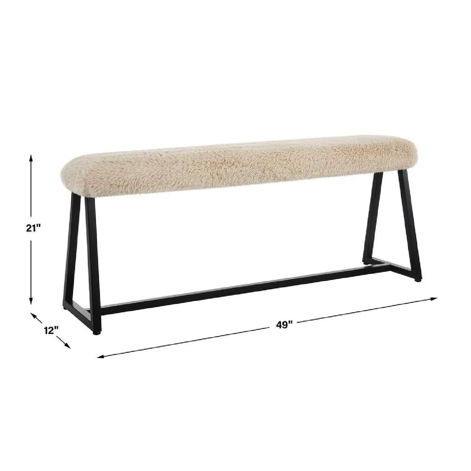 Luxury Beige Sheepskin Bench European Style for Villa