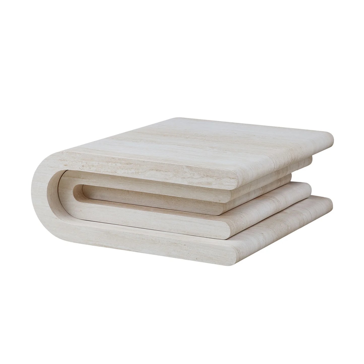 Luxury Beige Travertine Coffee Table Modern Italian Style for Villa
