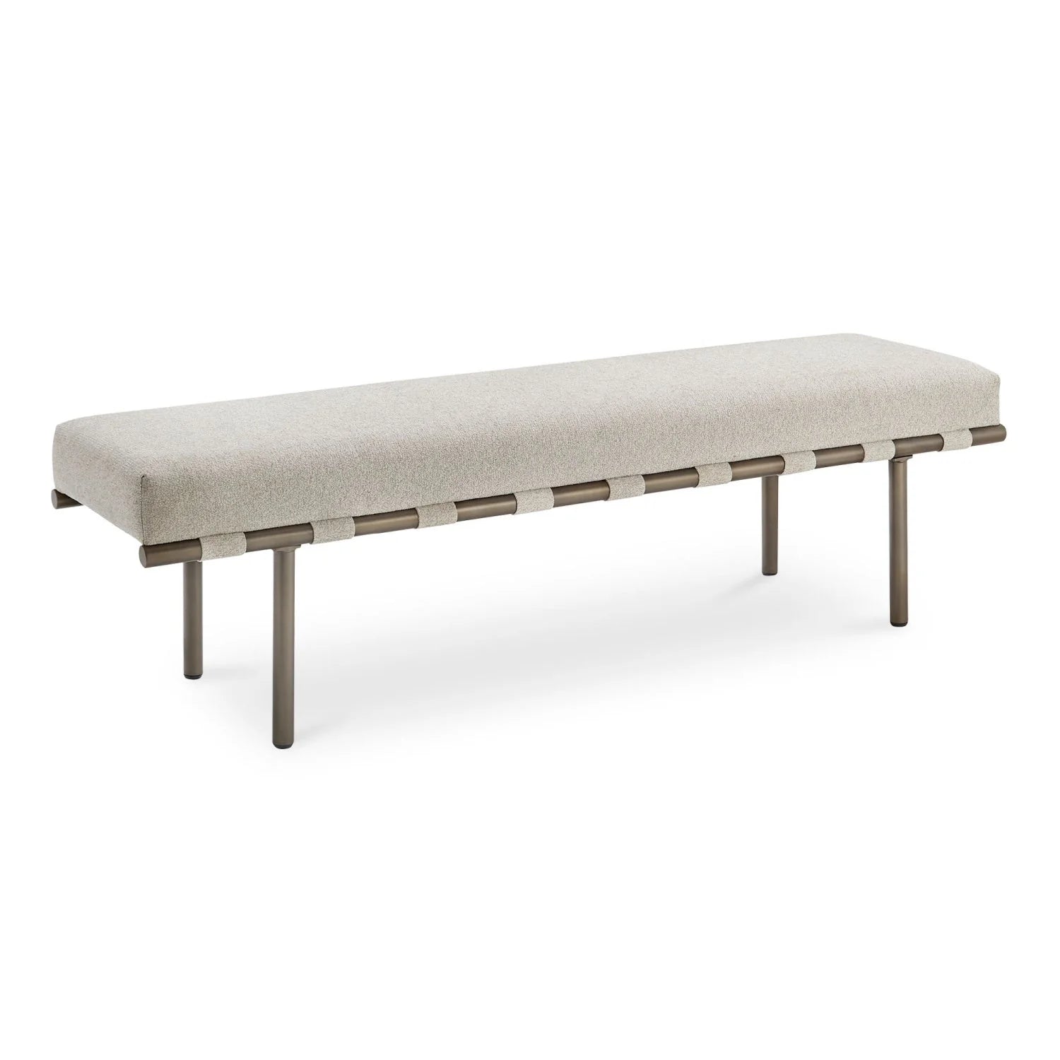 Luxury Beige Upholstered Bench European Style for Villa