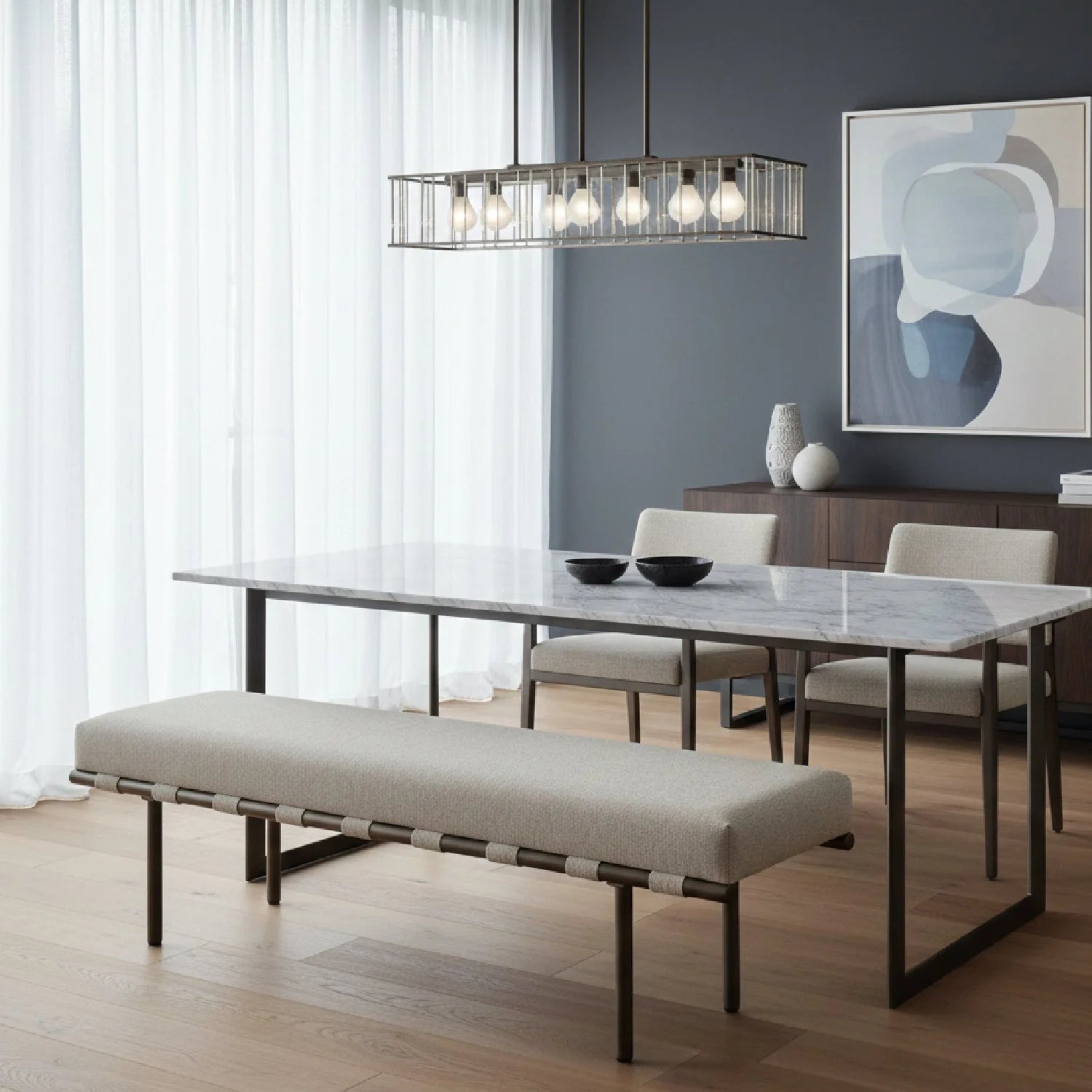 Luxury Beige Upholstered Bench European Style for Villa