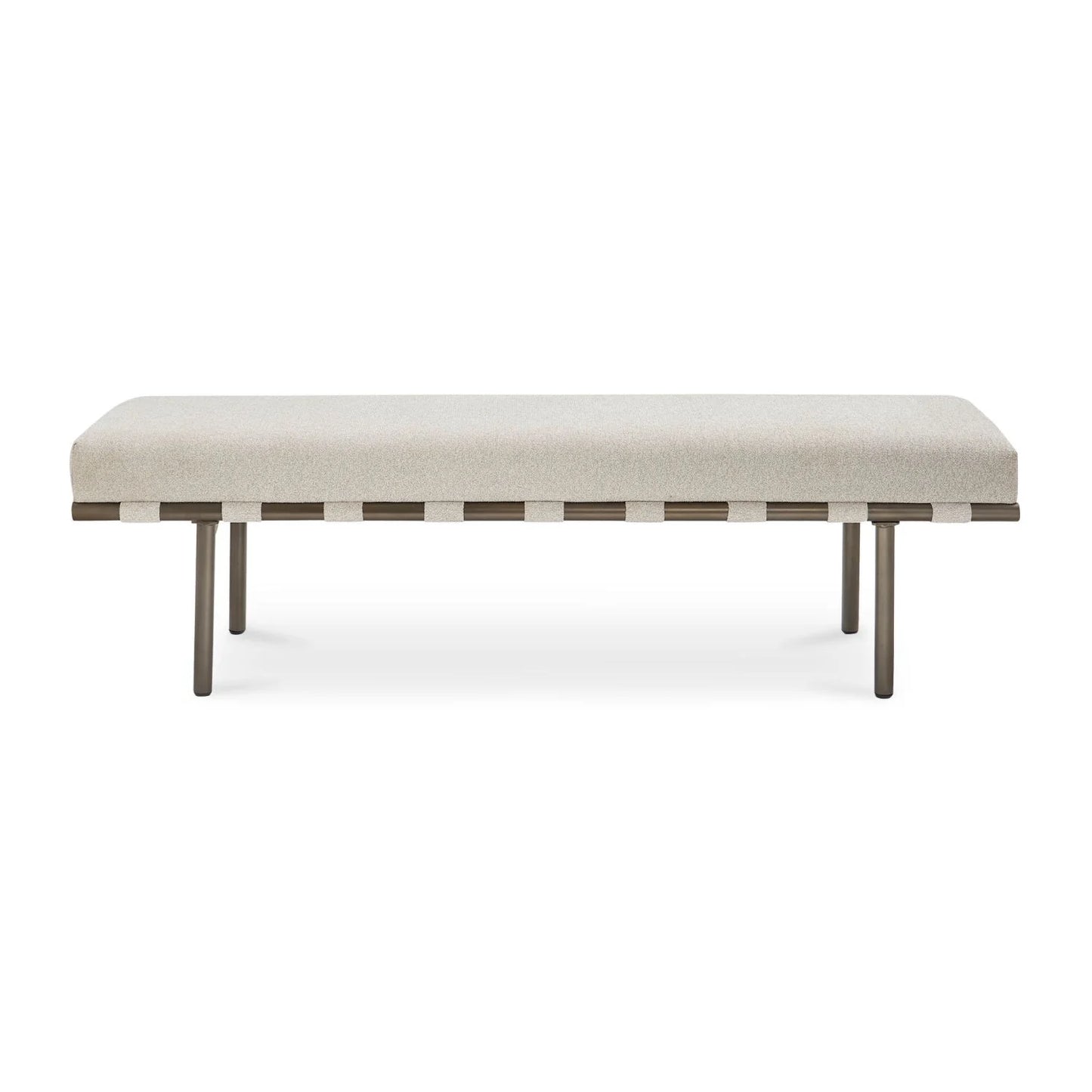 Luxury Beige Upholstered Bench European Style for Villa