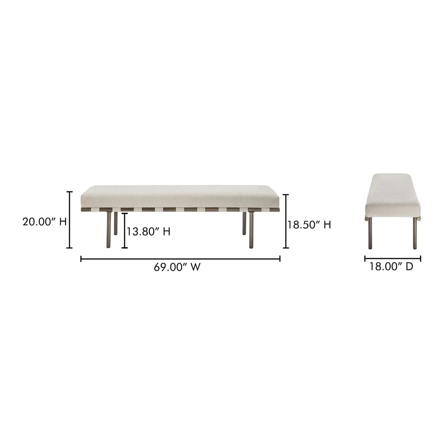 Luxury Beige Upholstered Bench European Style for Villa