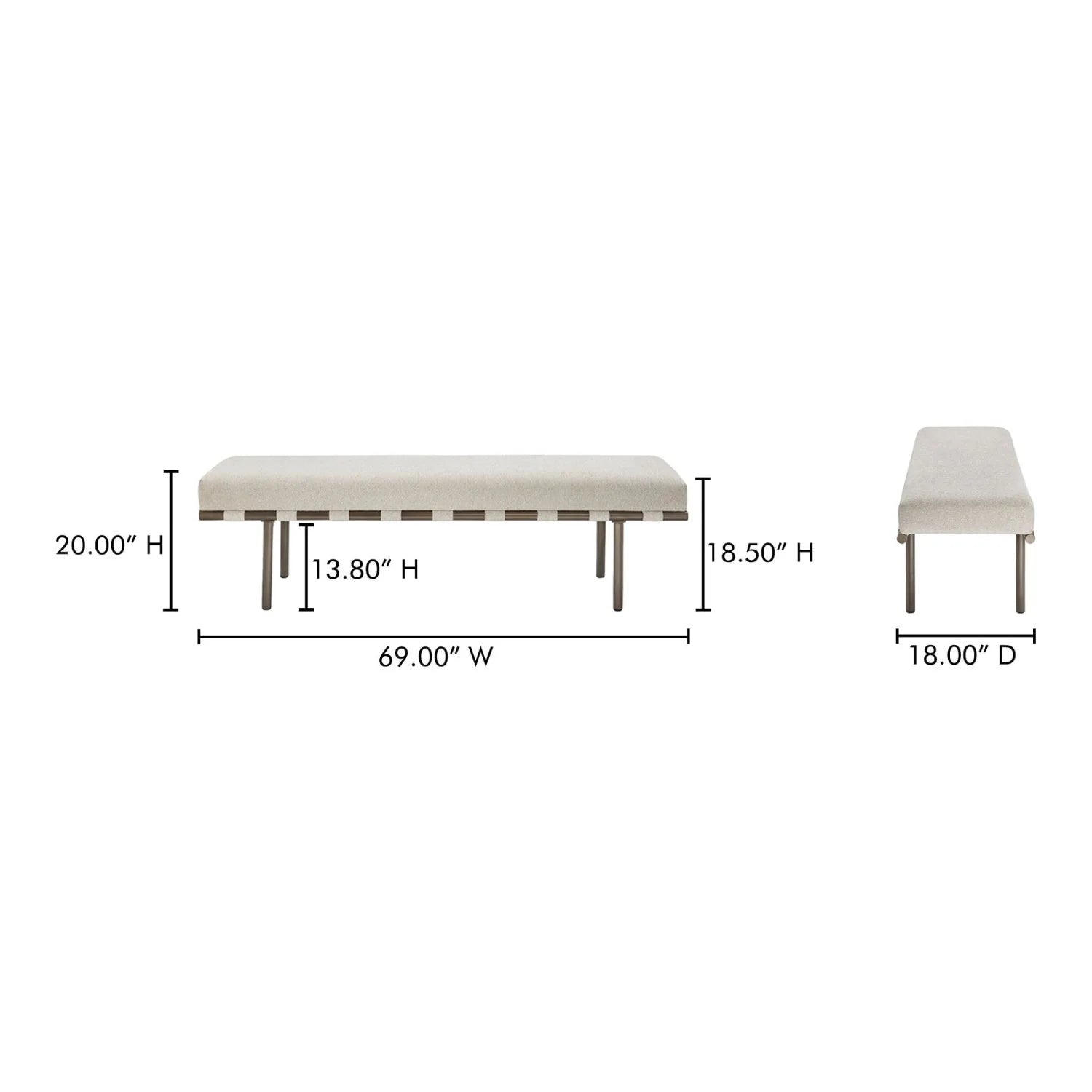 Luxury Beige Upholstered Bench European Style for Villa