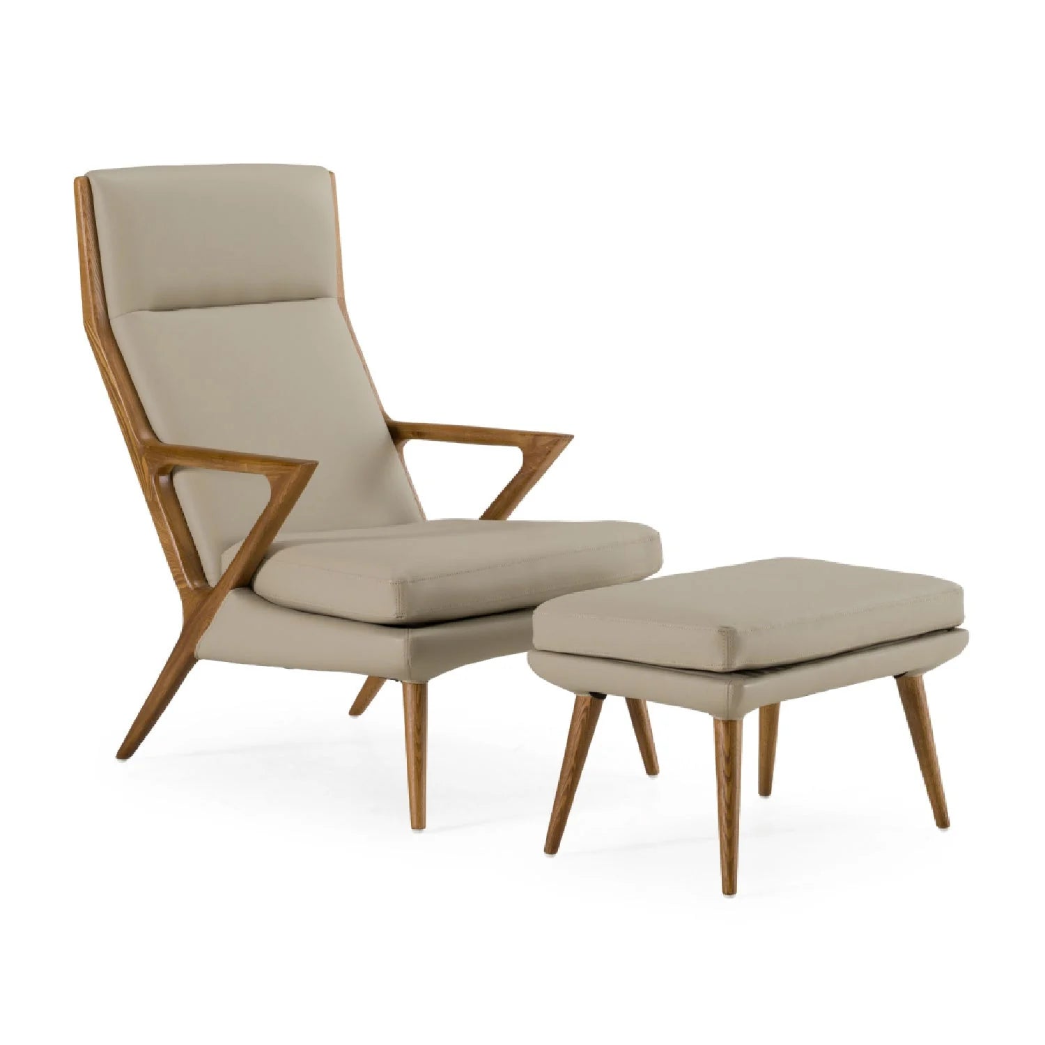 Luxury Beige Vegan Leather Accent Chair European Style for Villa
