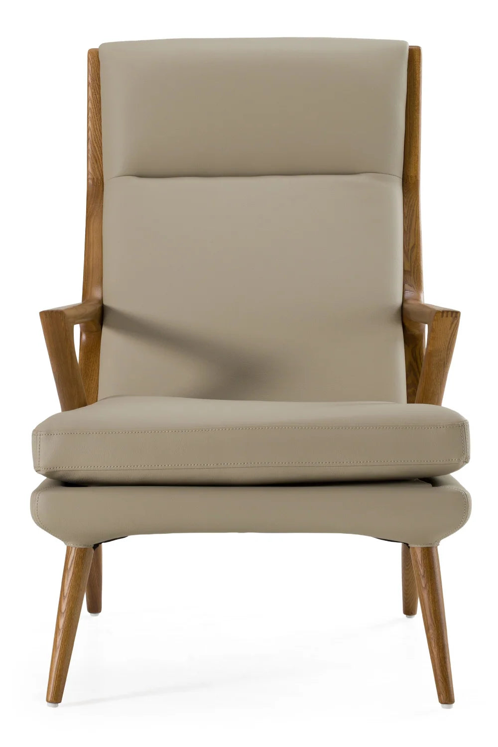 Luxury Beige Vegan Leather Accent Chair European Style for Villa