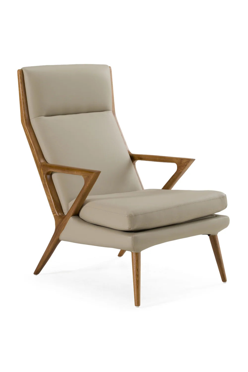 Luxury Beige Vegan Leather Accent Chair European Style for Villa