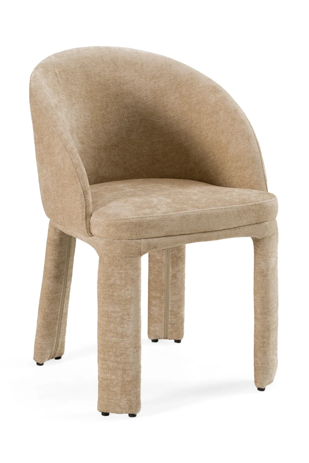 Luxury Beige Velvet Curved Modern Dining Chair European Style for Villa