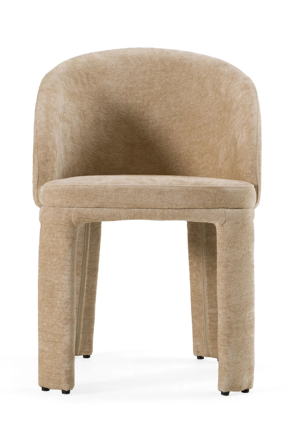 Luxury Beige Velvet Curved Modern Dining Chair European Style for Villa