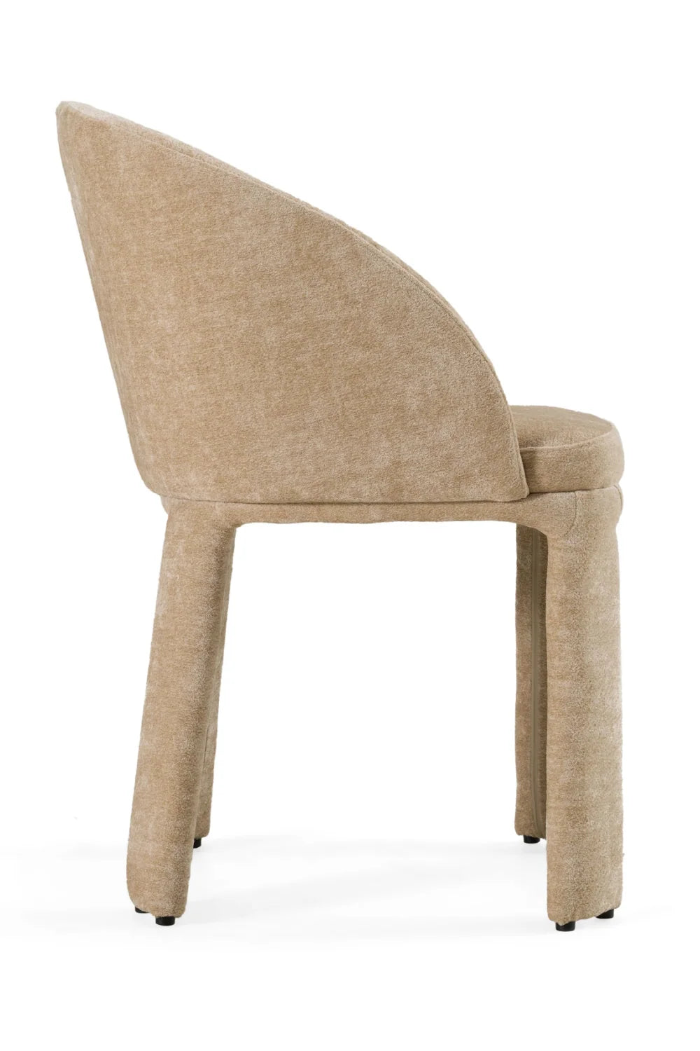 Luxury Beige Velvet Curved Modern Dining Chair European Style for Villa