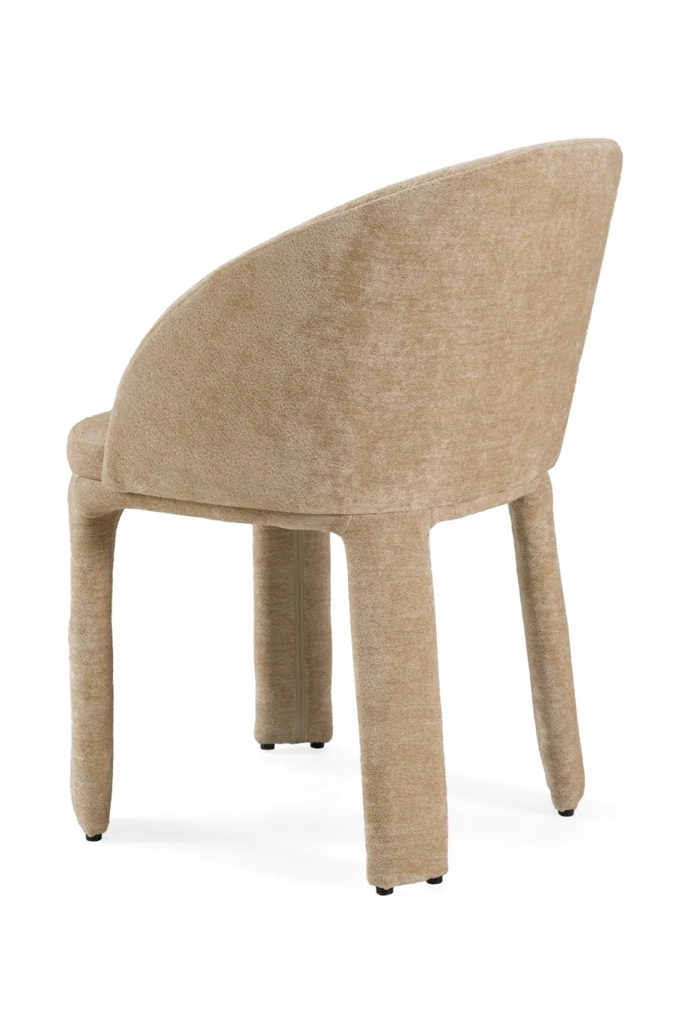 Luxury Beige Velvet Curved Modern Dining Chair European Style for Villa