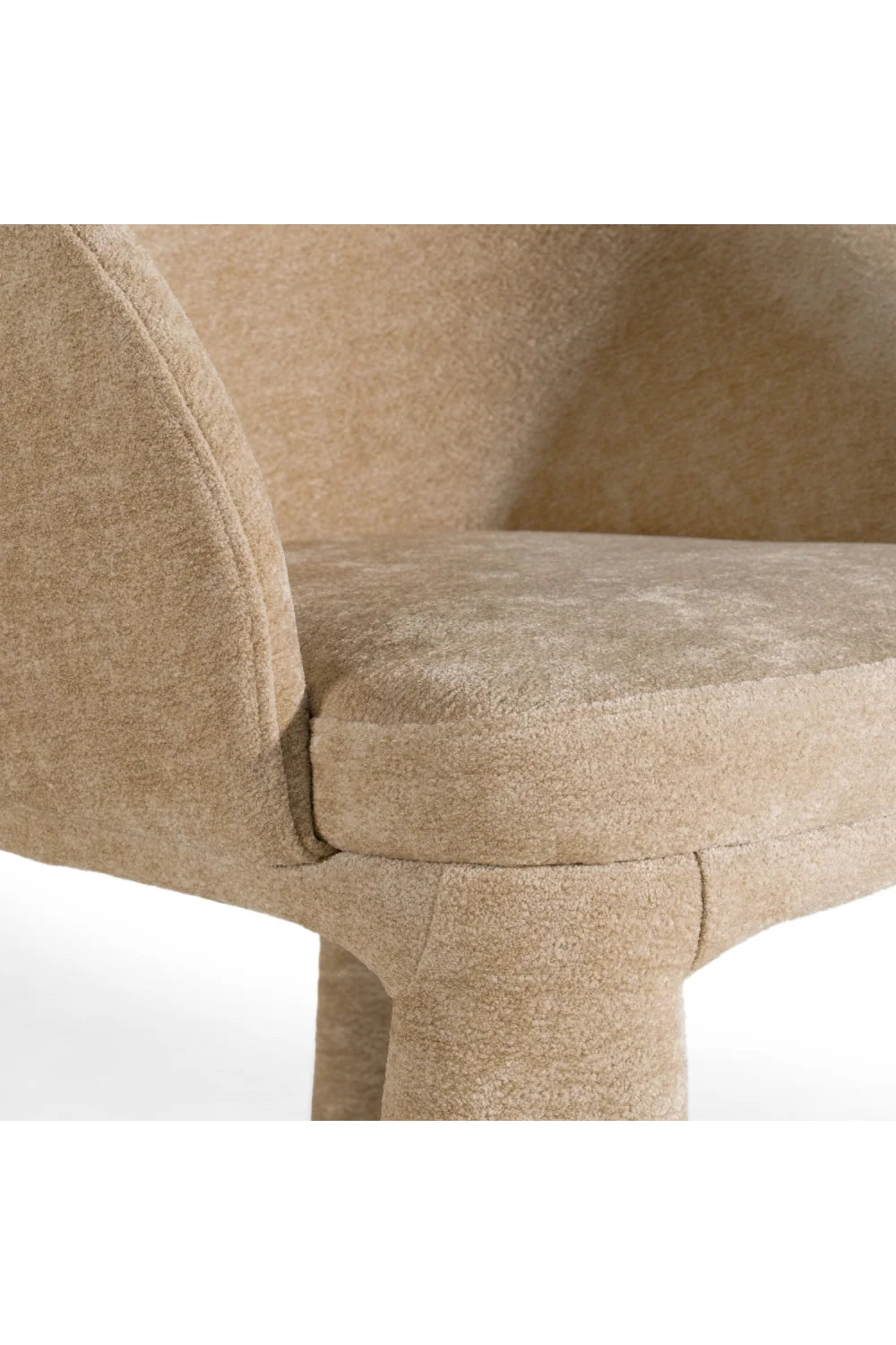 Luxury Beige Velvet Curved Modern Dining Chair European Style for Villa