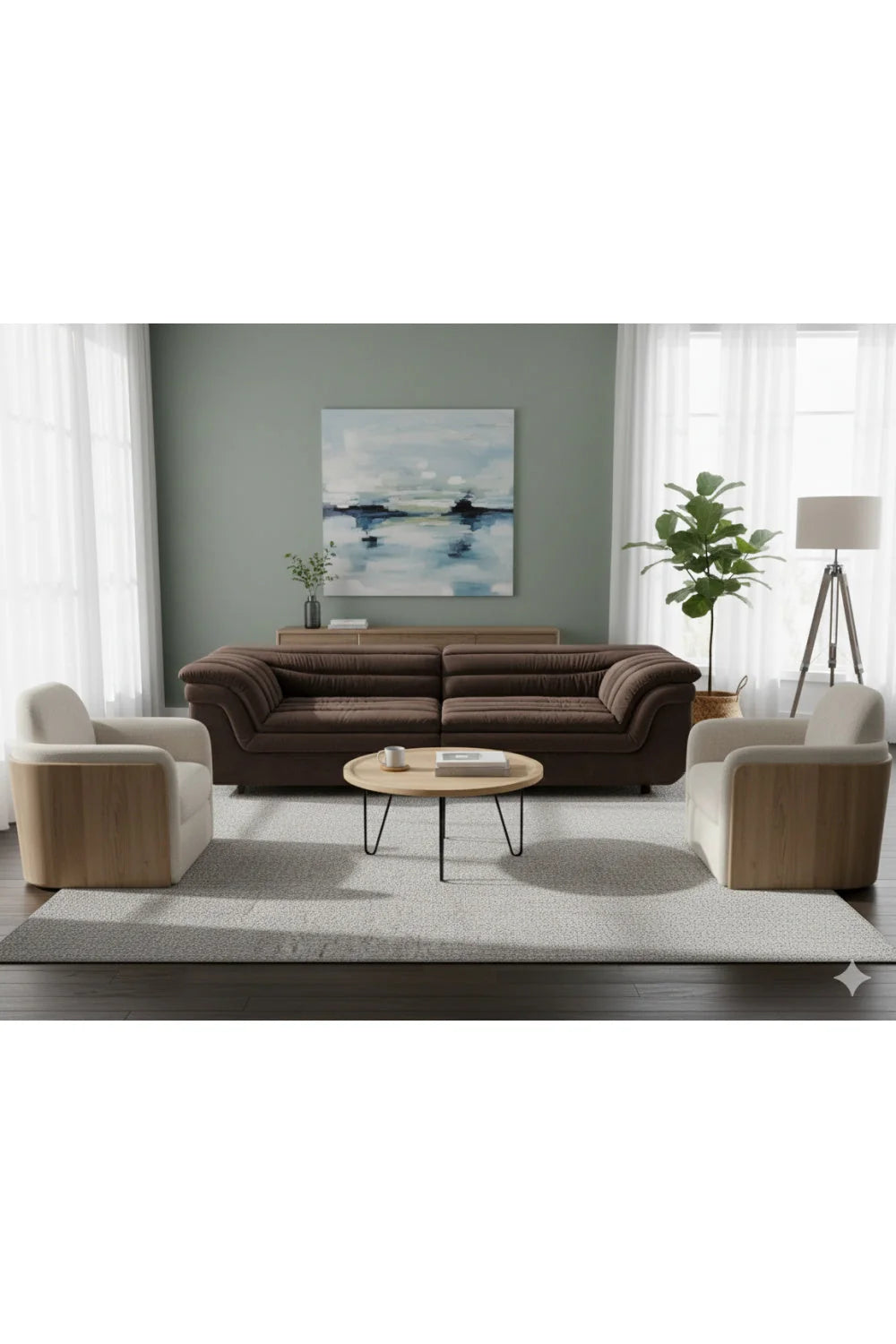 Luxury Bello Deep Channeled Fabric Sofa Modern Italian Style for Villa