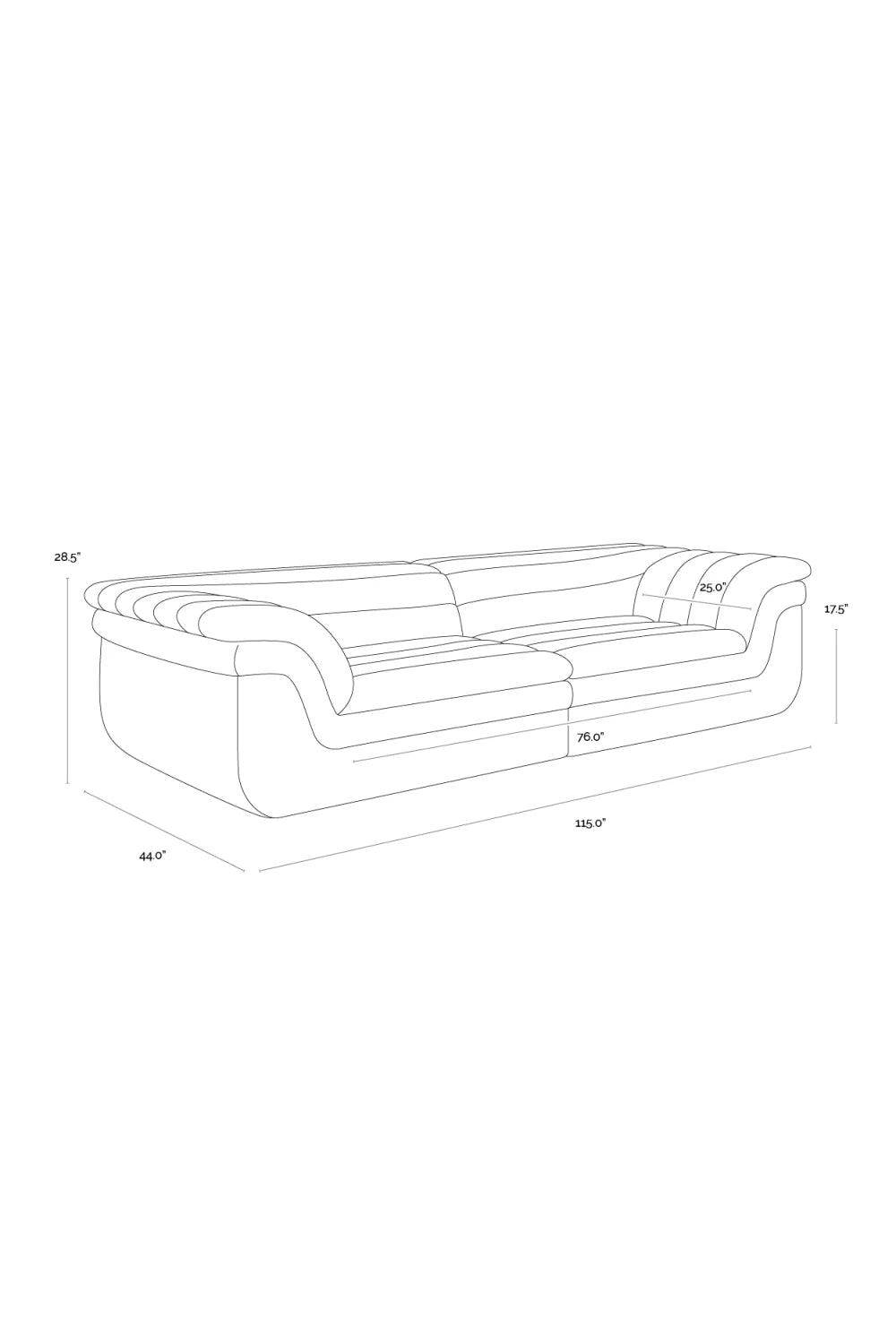 Luxury Bello Deep Channeled Fabric Sofa Modern Italian Style for Villa